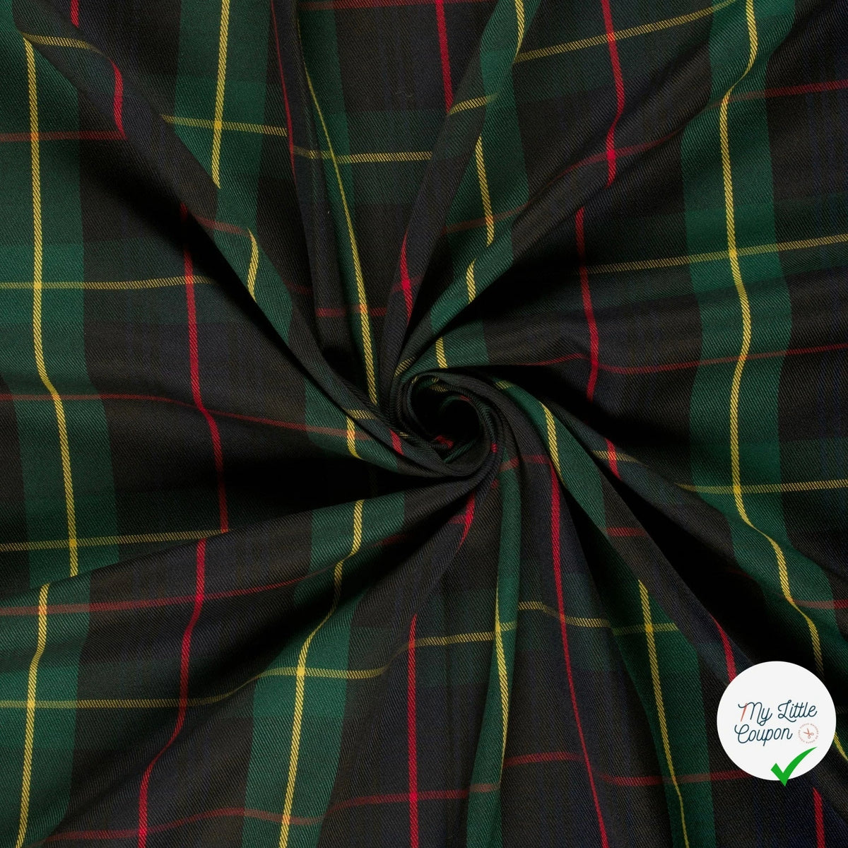 Gabardine carreaux écossais vert foncé