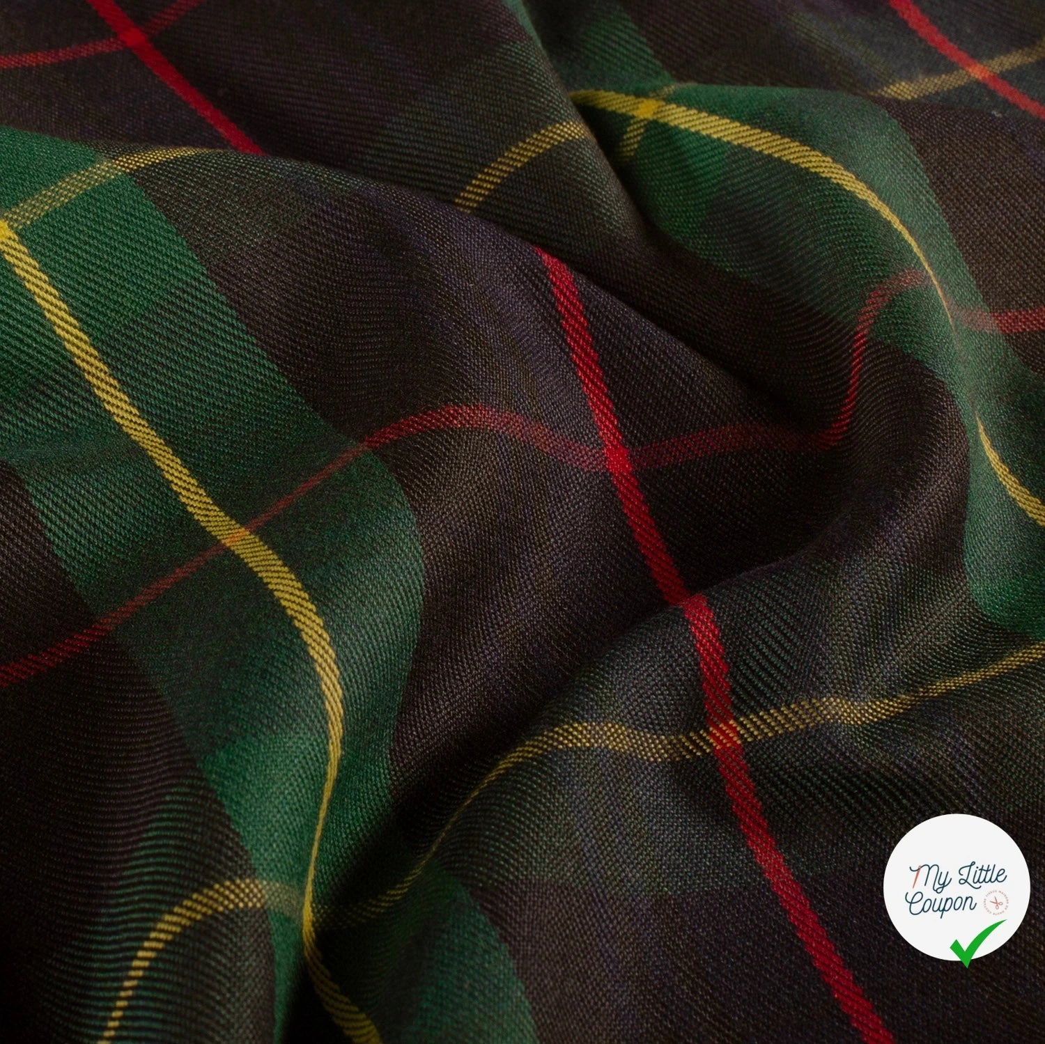 Gabardine carreaux écossais vert foncé