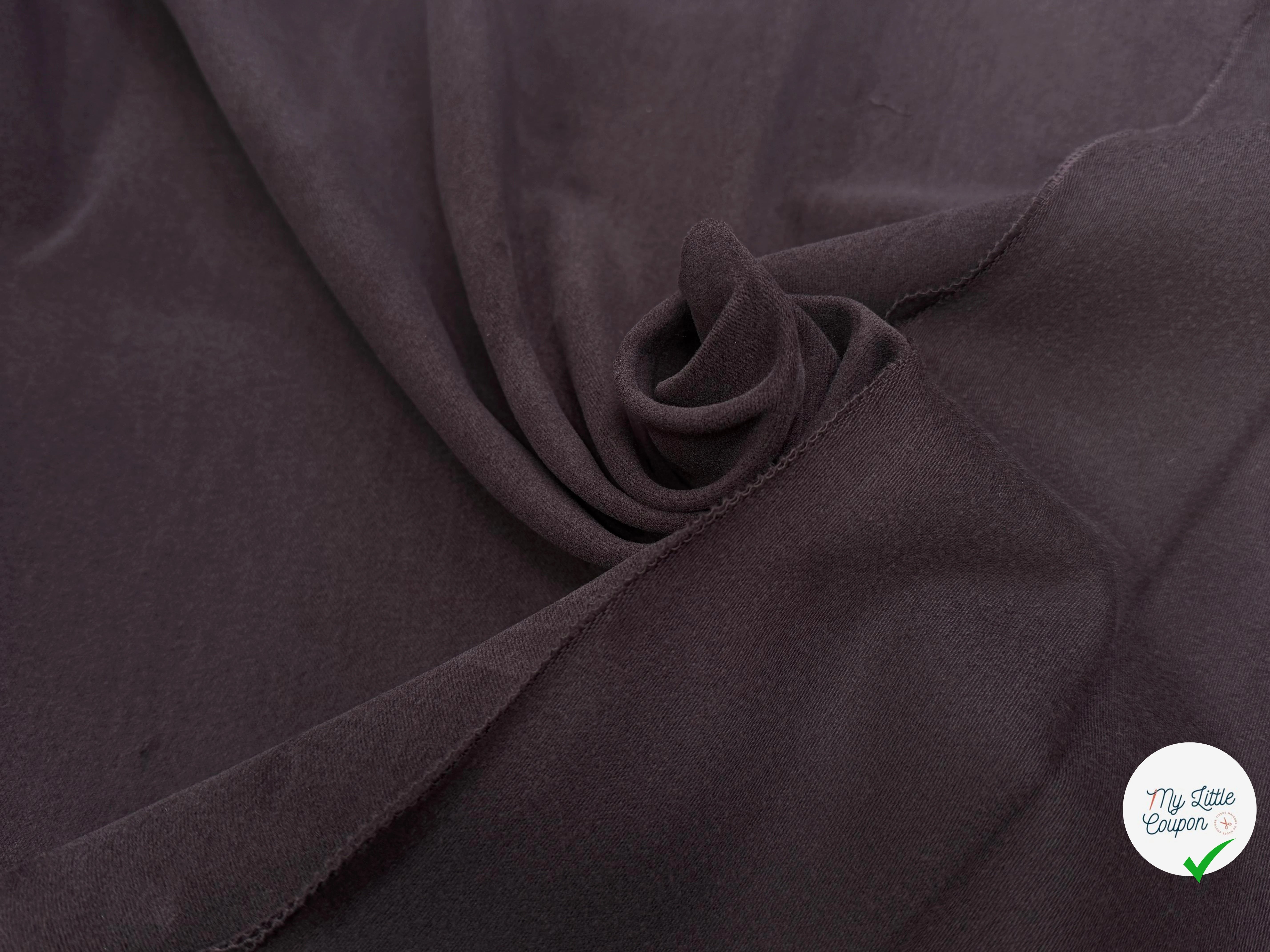 GABARDINE CHOCOLAT PRUNE COTON GRATTÉ - My Little Coupon