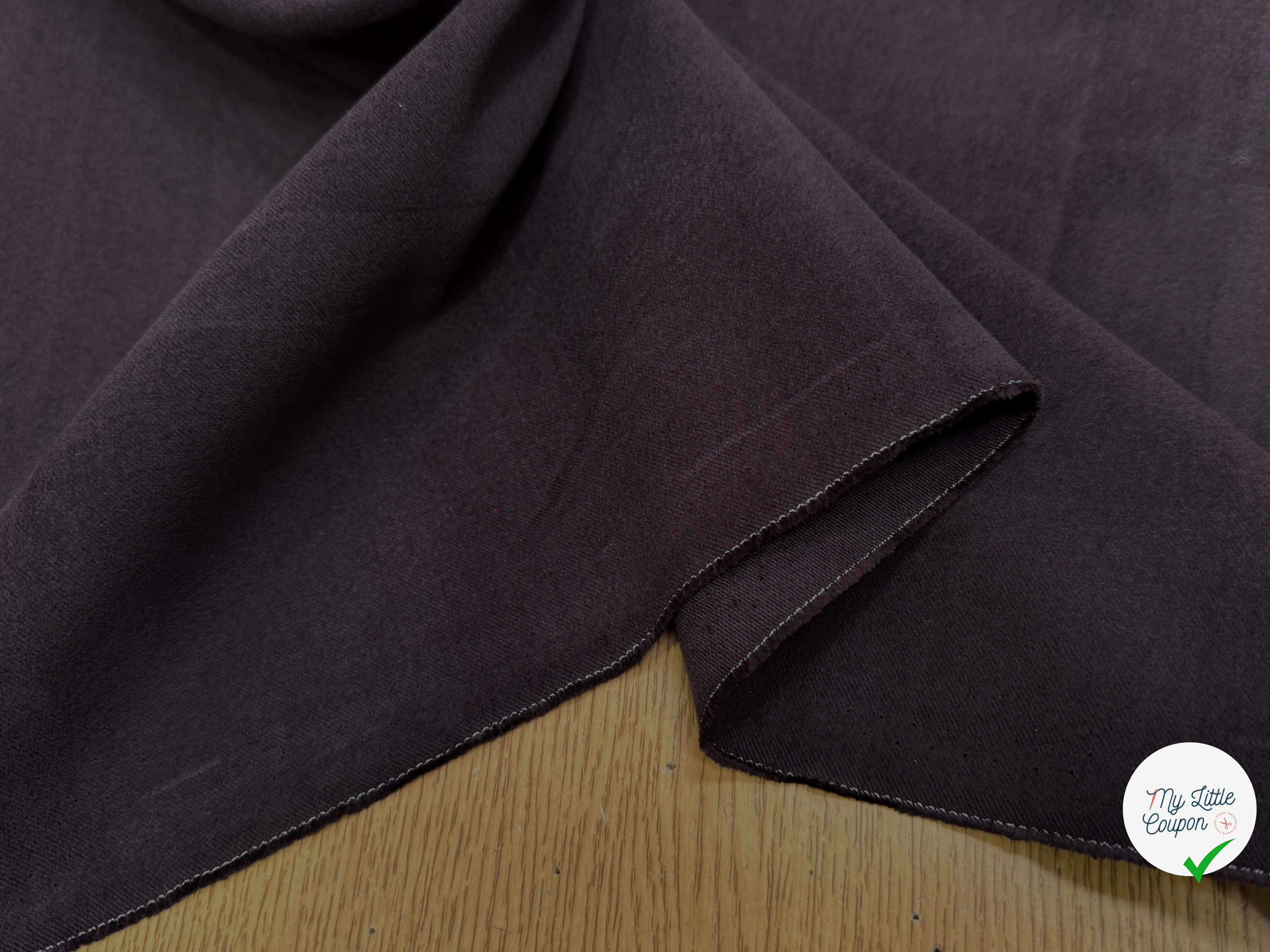 GABARDINE CHOCOLAT PRUNE COTON GRATTÉ - My Little Coupon