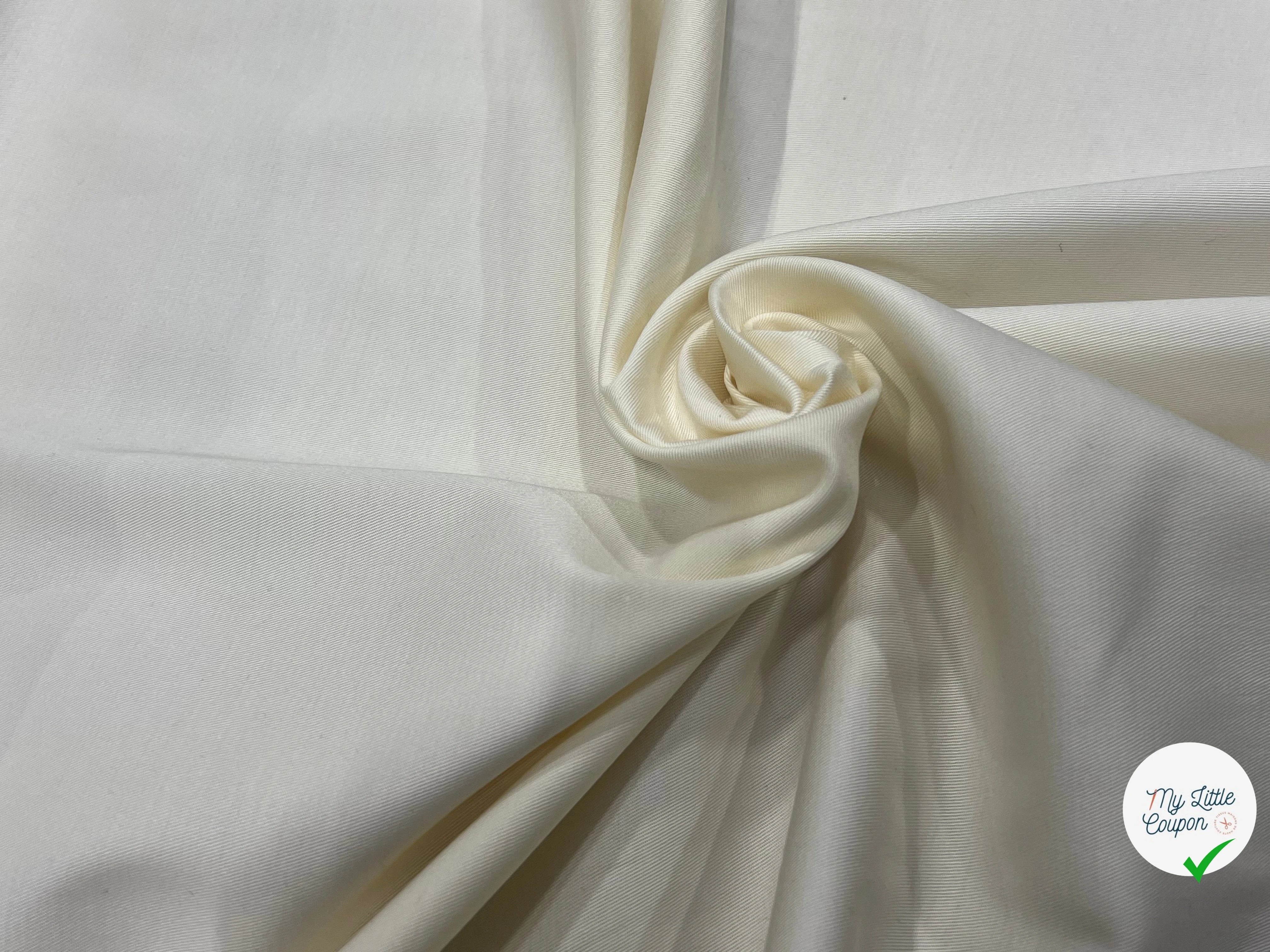 GABARDINE DE COTON BLANC CASSÉ 98% COTON 155CM - My Little Coupon