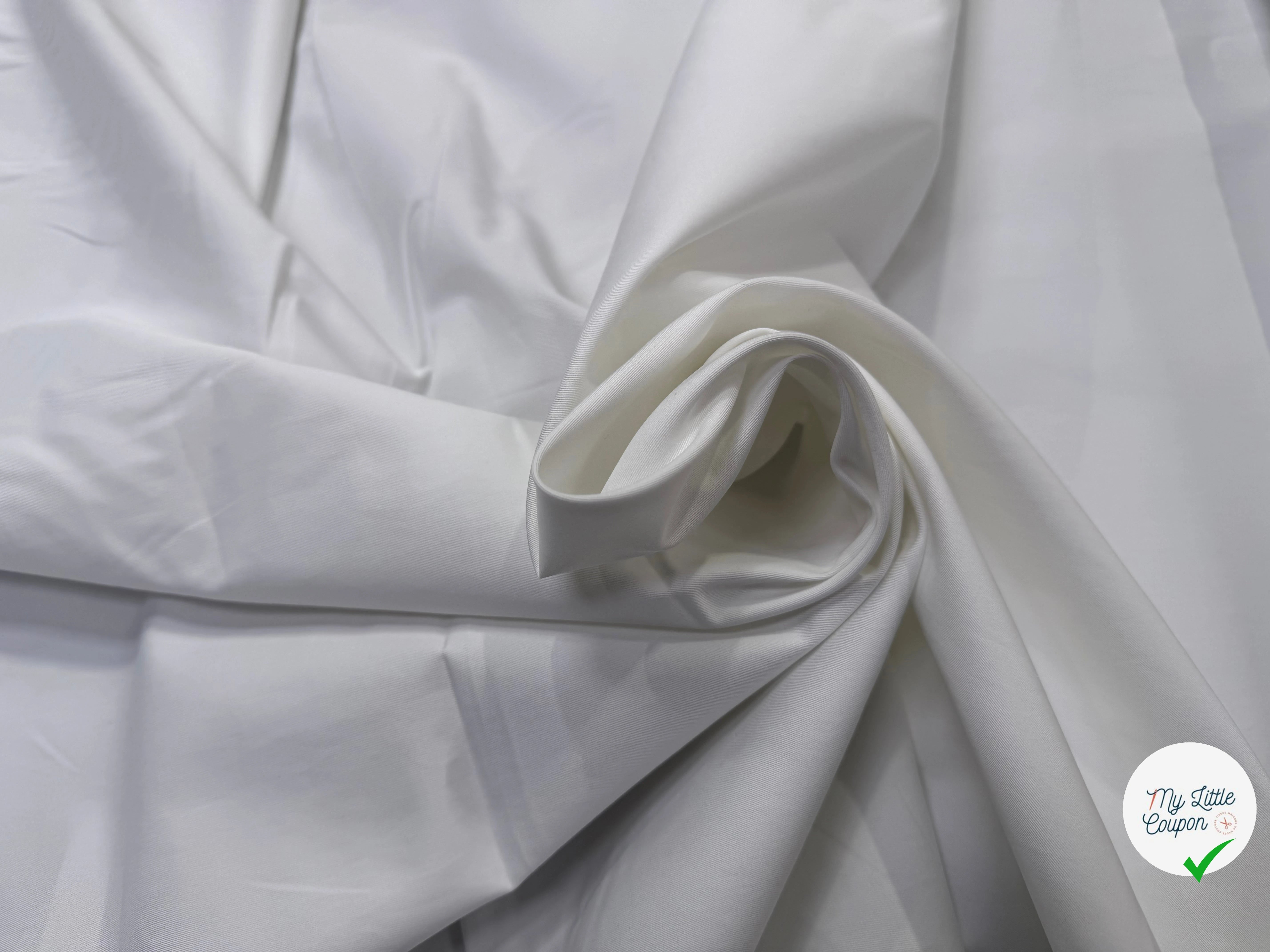 GABARDINE DE COTON BLANC LÉGÈREMENT SATINÉ STRETCH - My Little Coupon