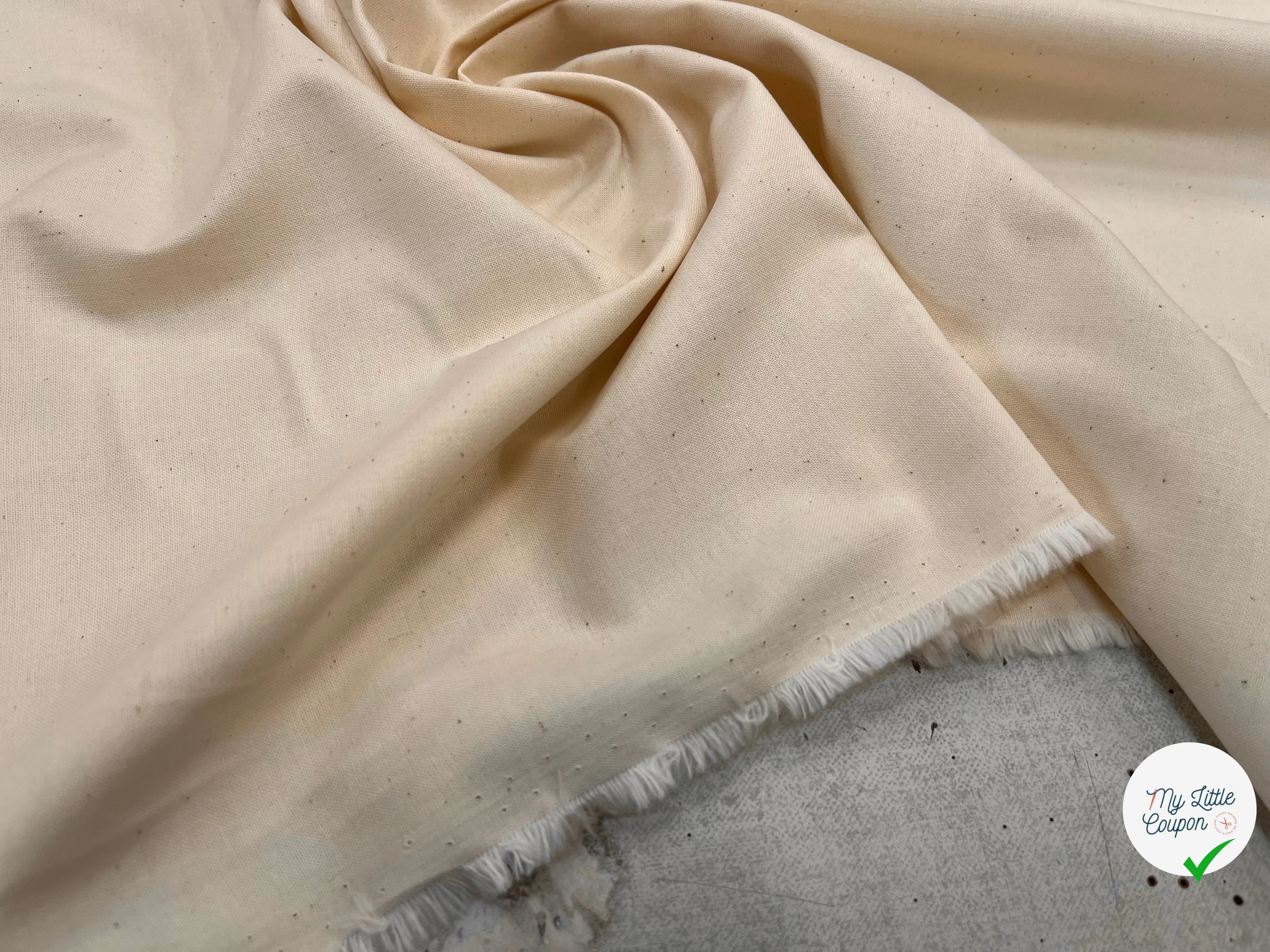 GABARDINE DE COTON DUVETEUX ÉCRU TOUT DOUX - My Little Coupon