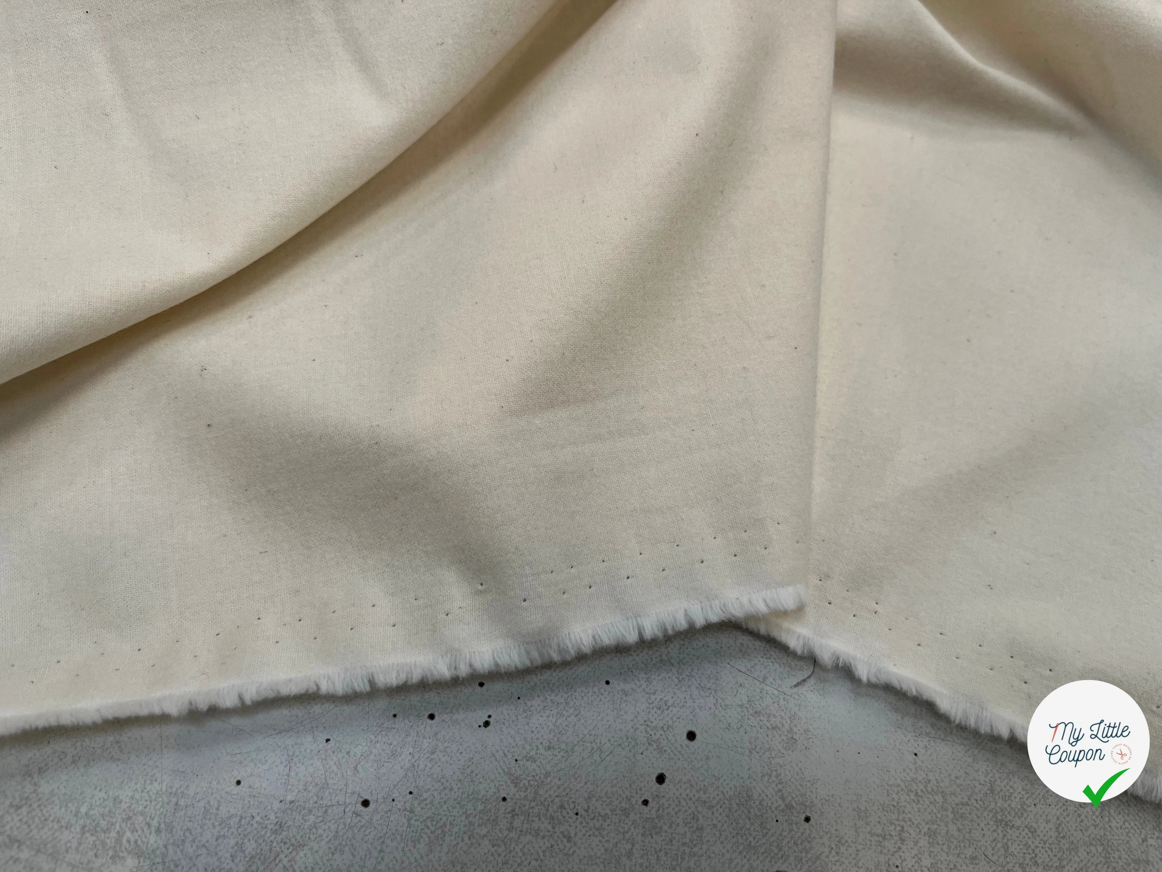 GABARDINE DE COTON DUVETEUX ÉCRU TOUT DOUX - My Little Coupon