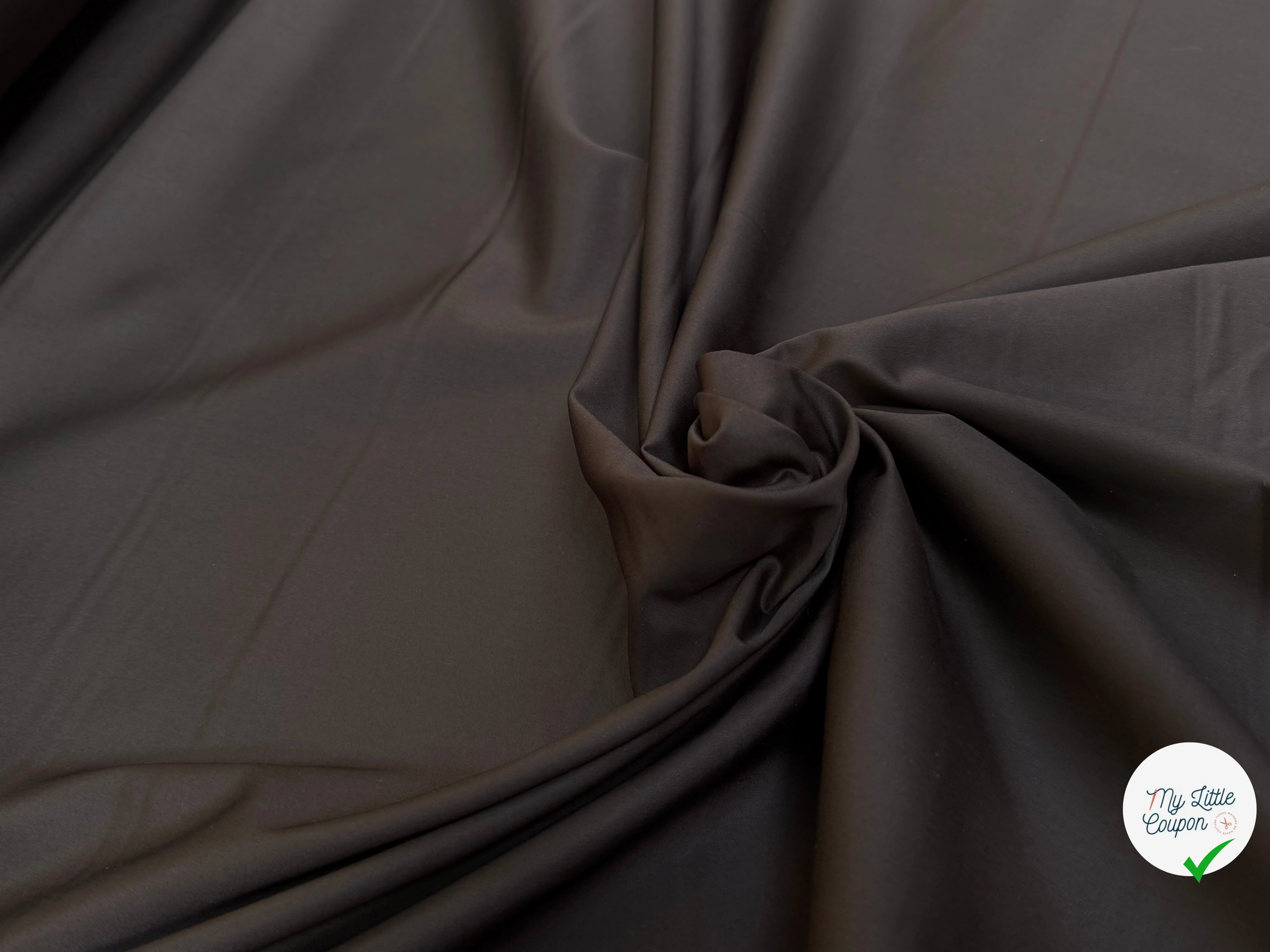 GABARDINE DE COTON FINE CHOCO MARRON LISSE ÉFFET CRAQUANT - My Little Coupon
