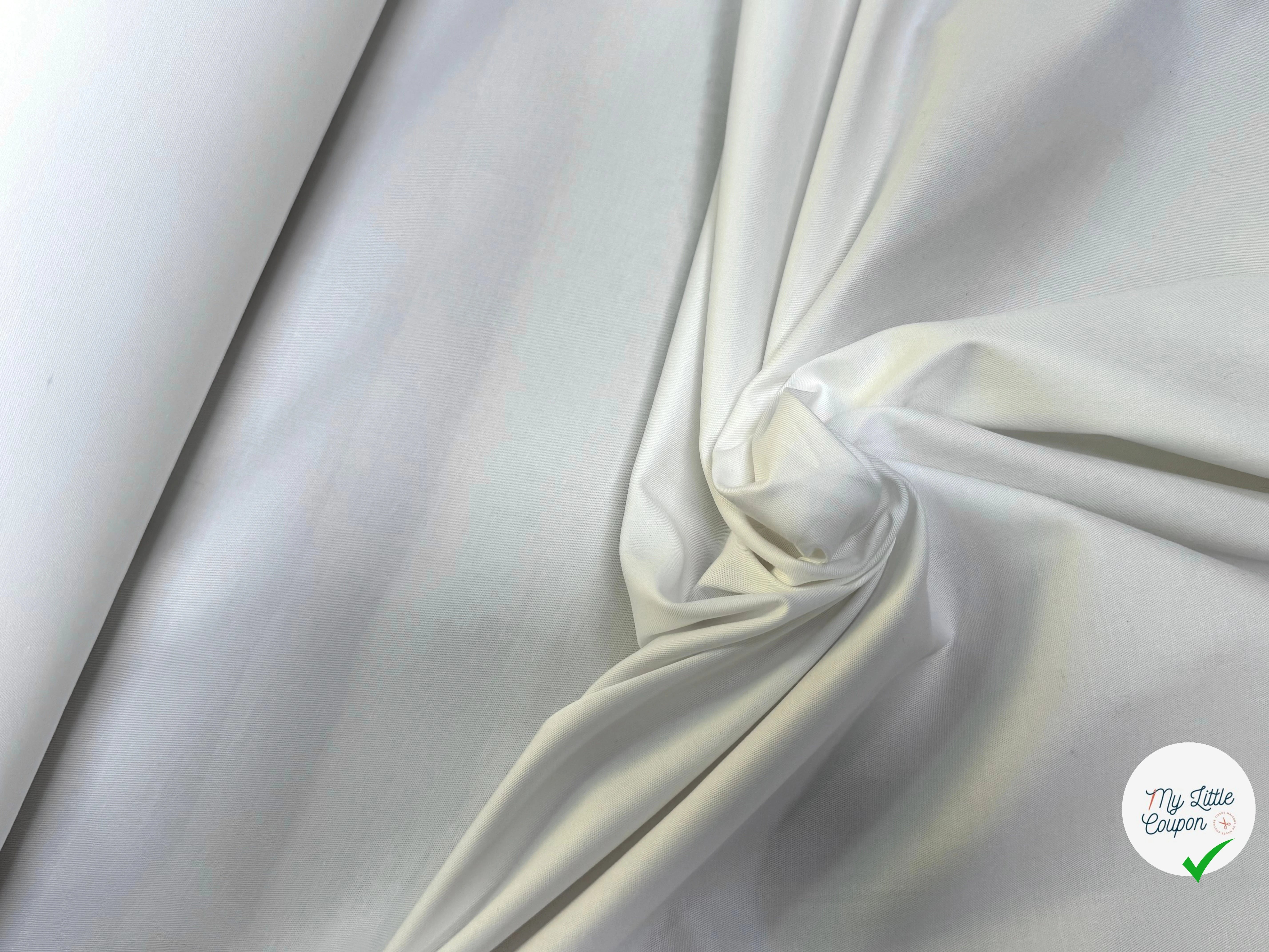 GABARDINE DE COTON FINE STRETCH FINEMENT SERGÉE BLANC 240 - My Little Coupon