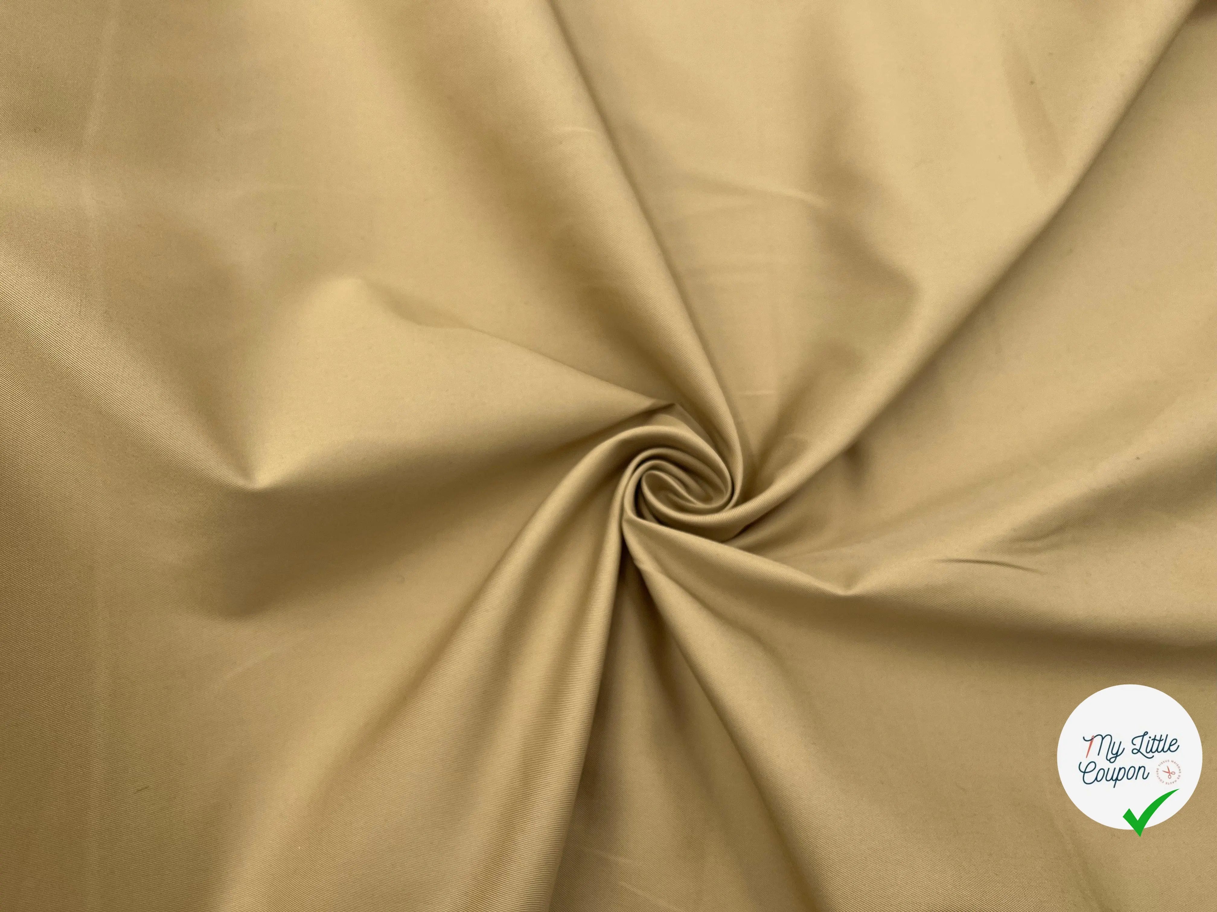 GABARDINE DE COTON FINEMENT SERGÉE CARAMEL - My Little Coupon - tissu - coudre