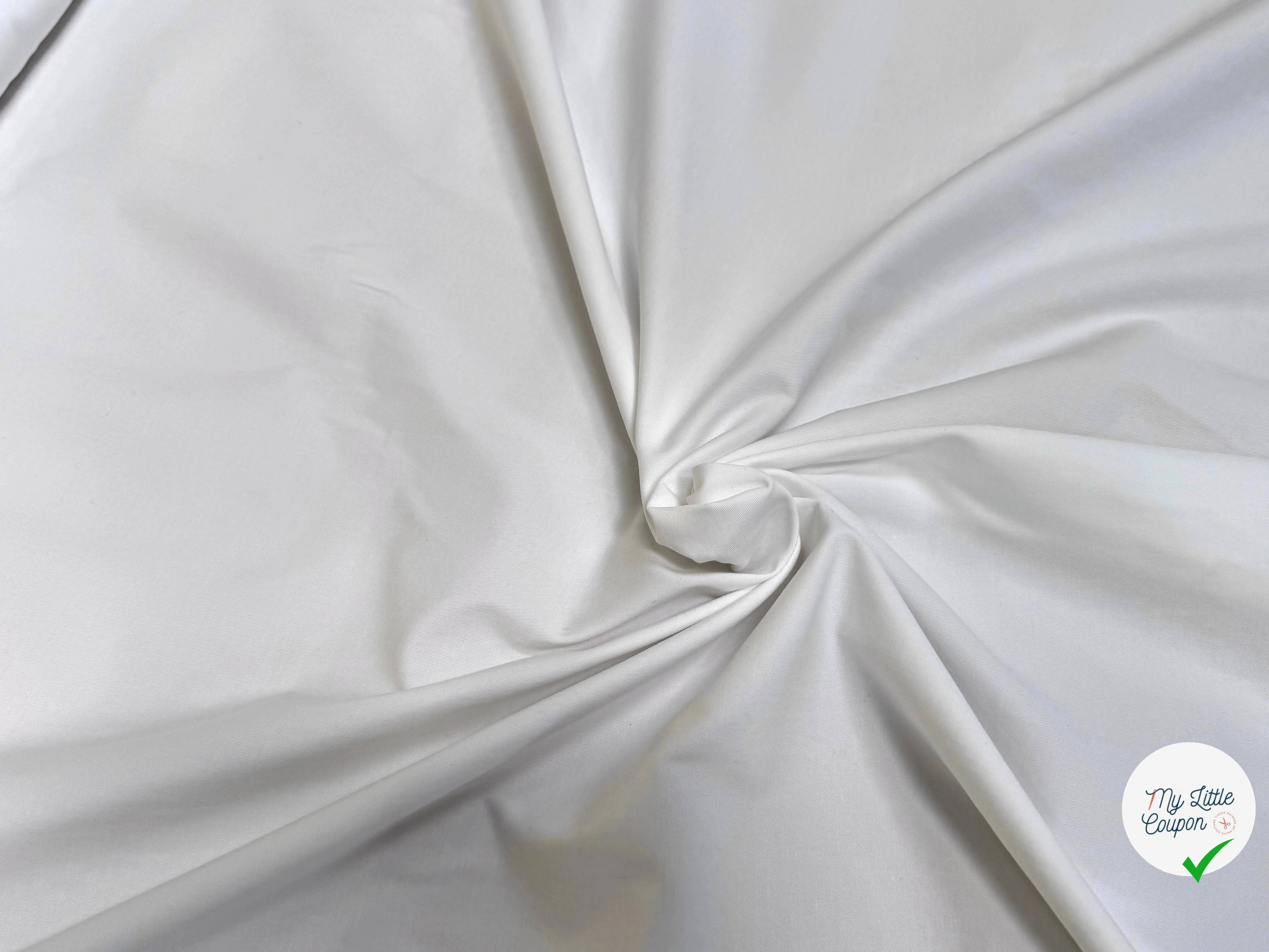 GABARDINE DE COTON FINEMENT SERGÉE STRETCH BLANC FINESSE - My Little Coupon
