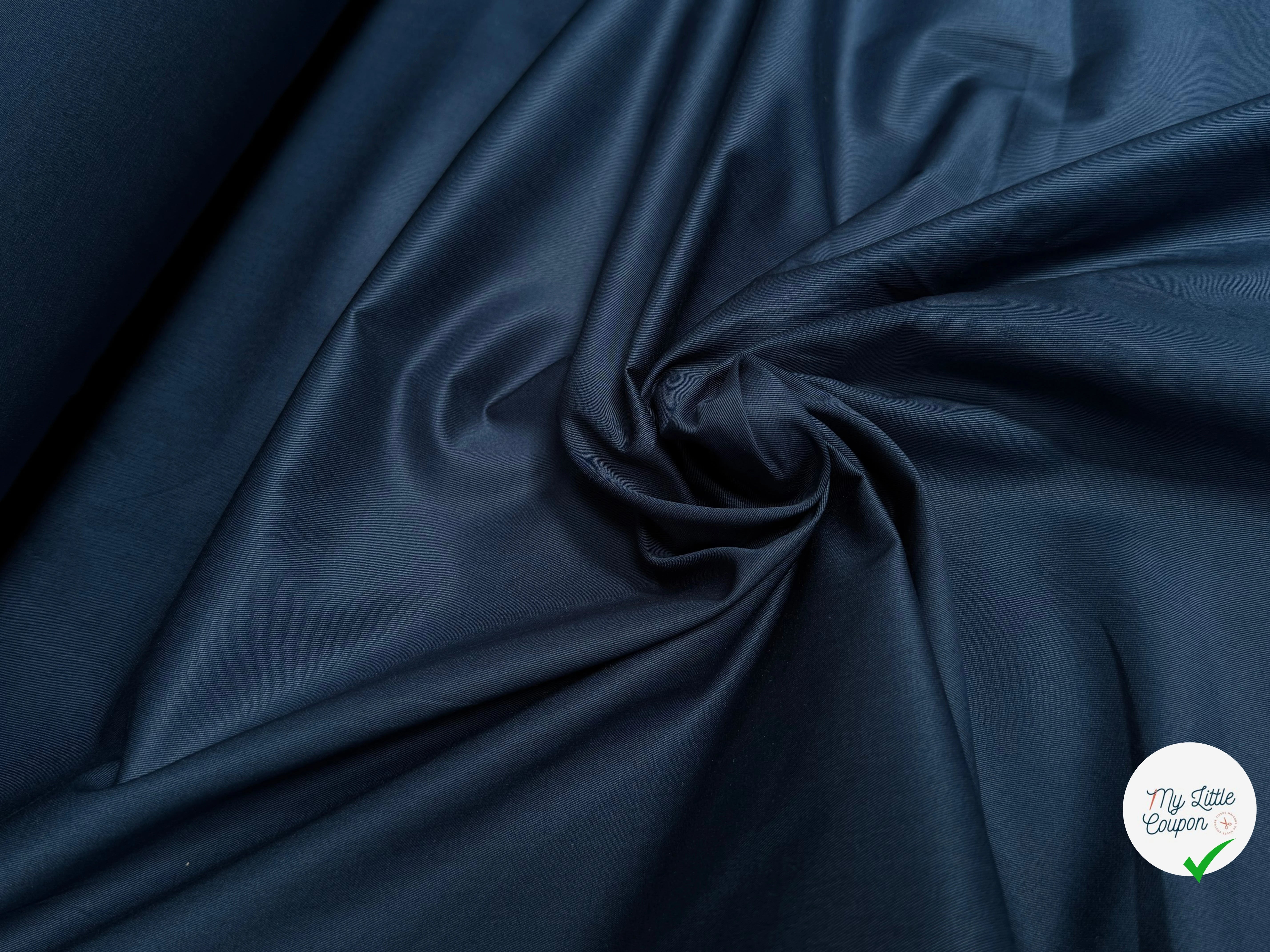 GABARDINE DE COTON INDIGO LÉGÈREMENT STRIÉE QUALITÉ COUTURE - My Little Coupon