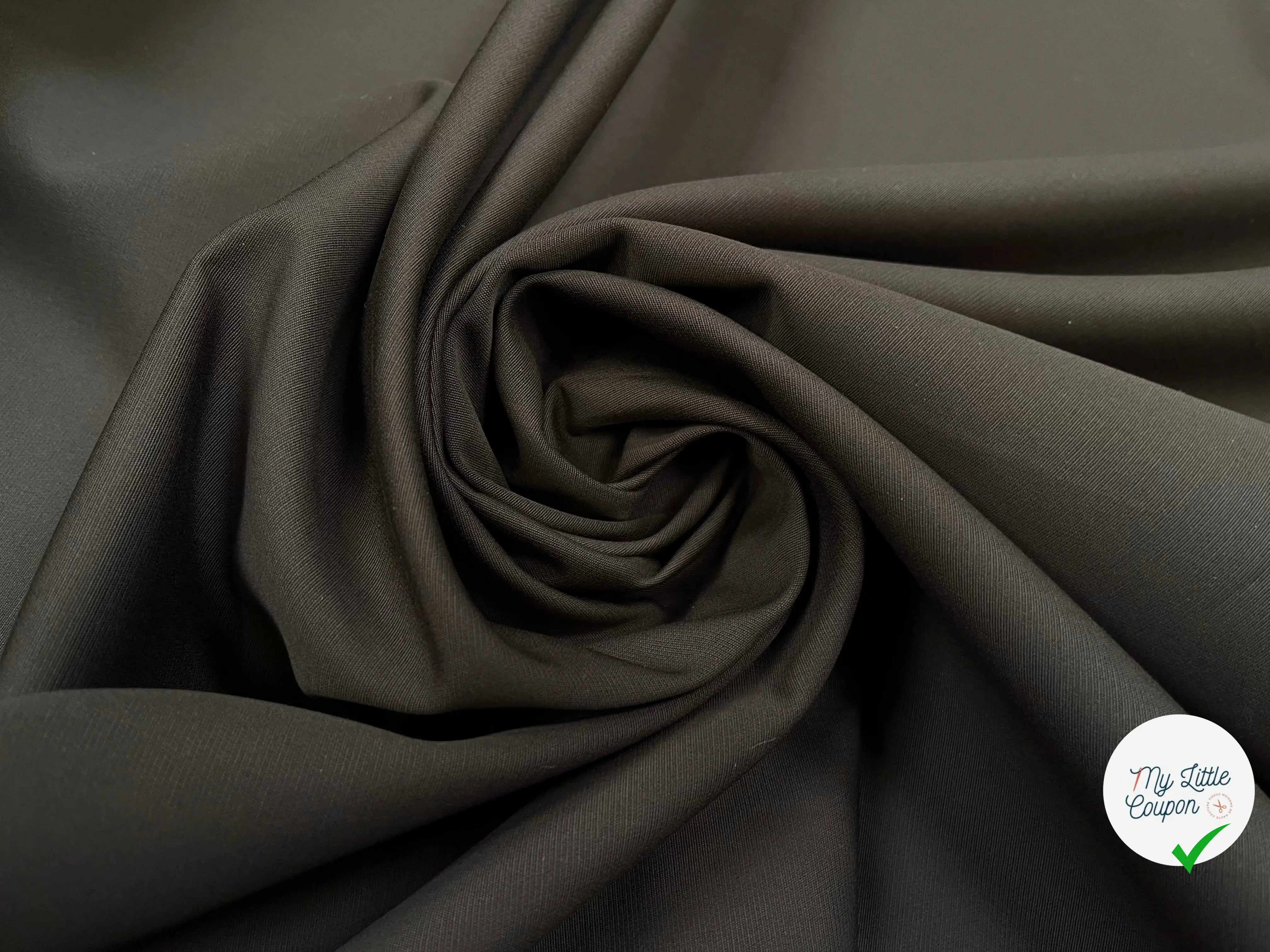 GABARDINE DE COTON LOURDE LEGREMENT STRETCH MUD BROWN - My Little Coupon