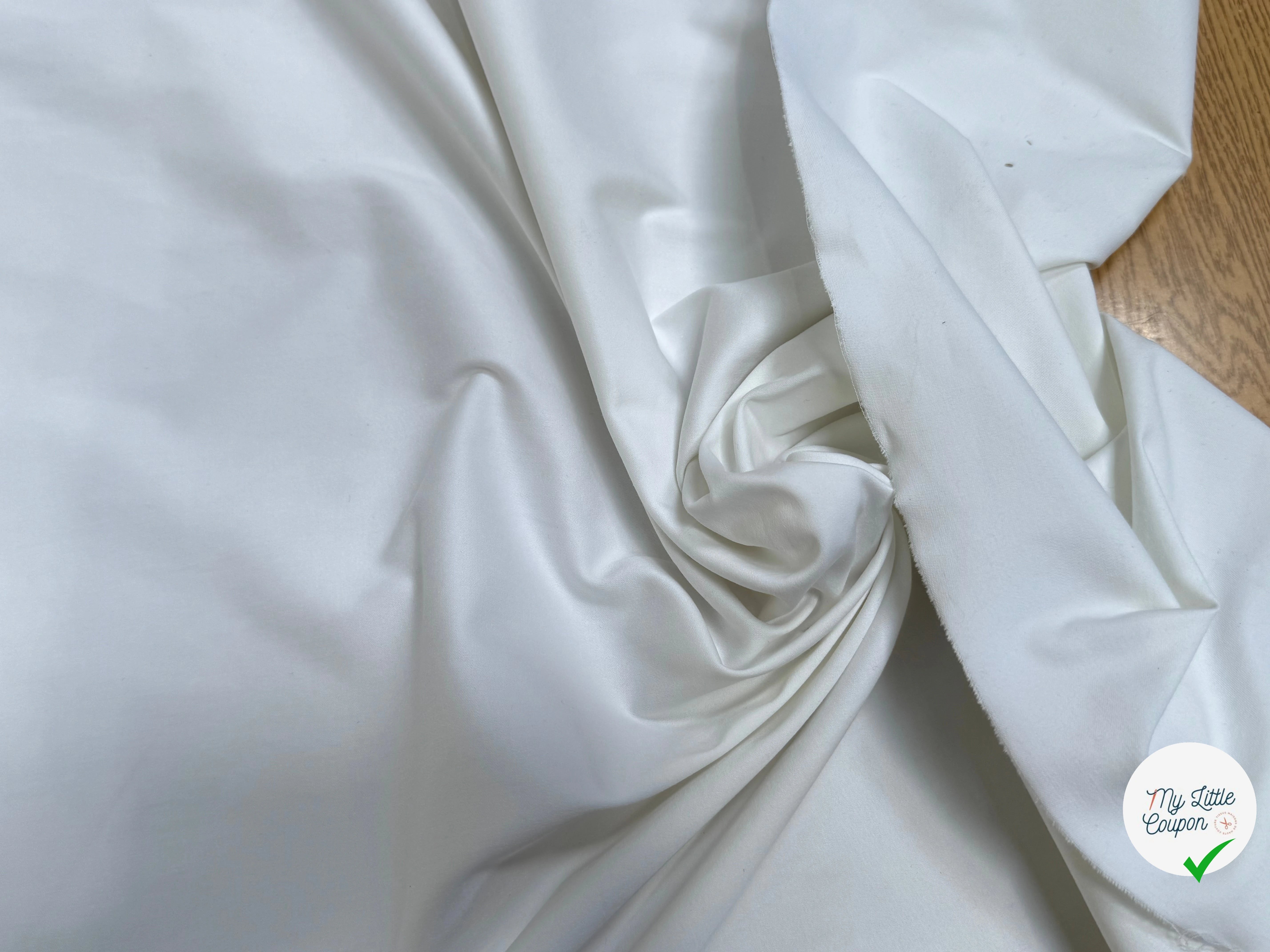 GABARDINE DE COTON LOURDE SATINÉE STRETCH FINITION IMPÉCABLE BLANC - My Little Coupon