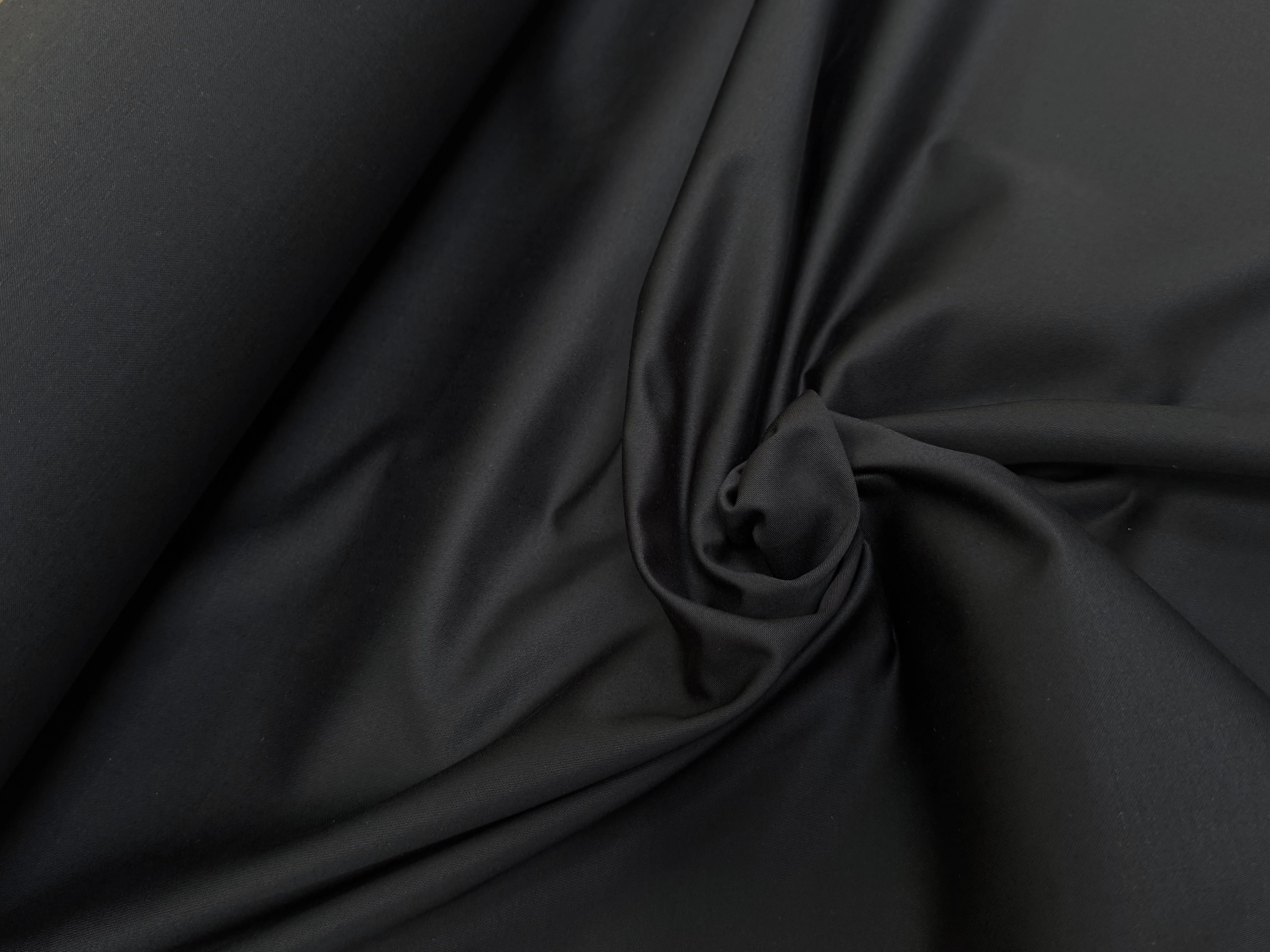 GABARDINE DE COTON LOURDE SATINÉE TENUE REMARQUABLE NOIR - My Little Coupon