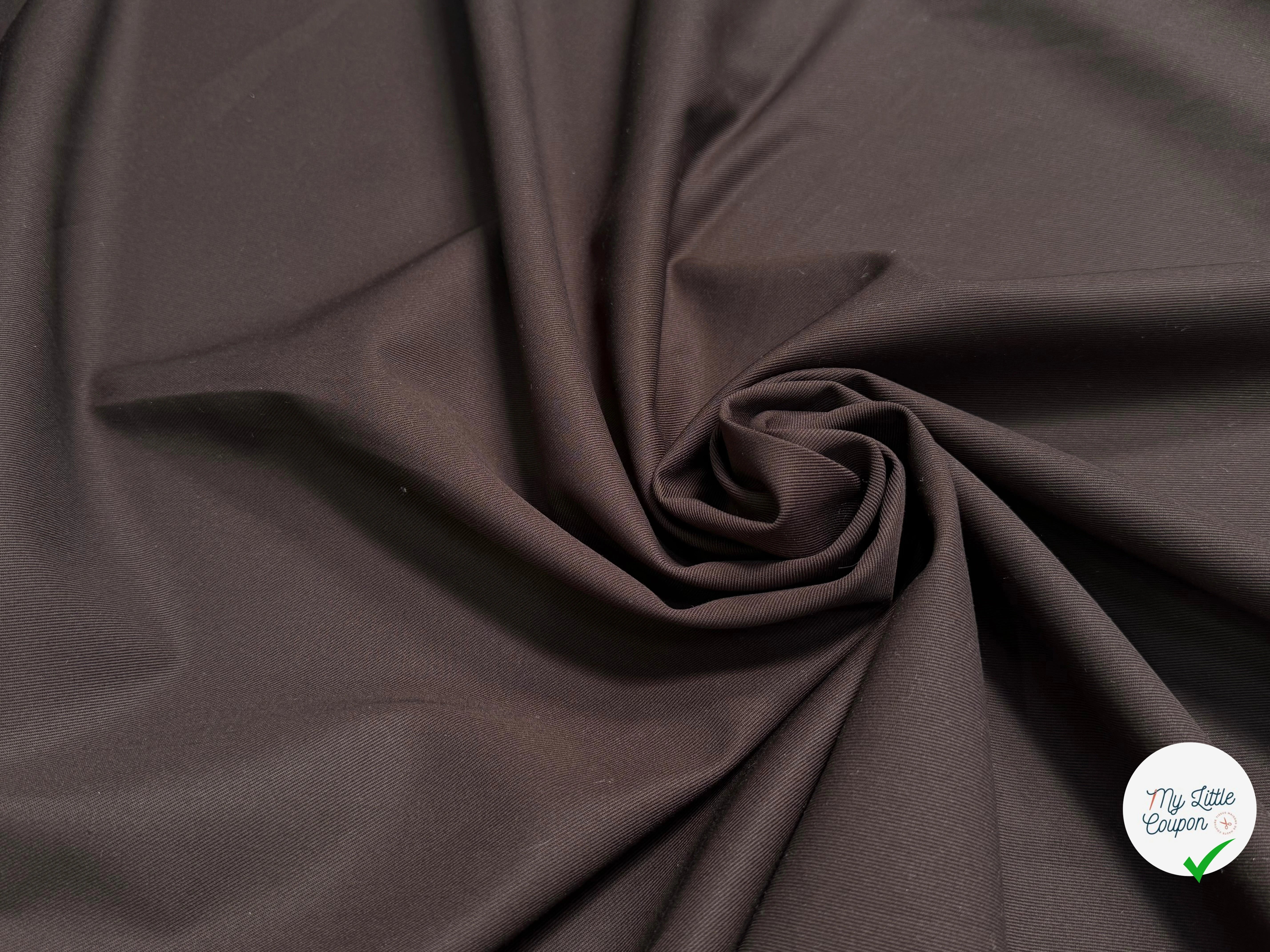 GABARDINE DE COTON LOURDE SERGÉE BELLE TENUE BROWN - My Little Coupon
