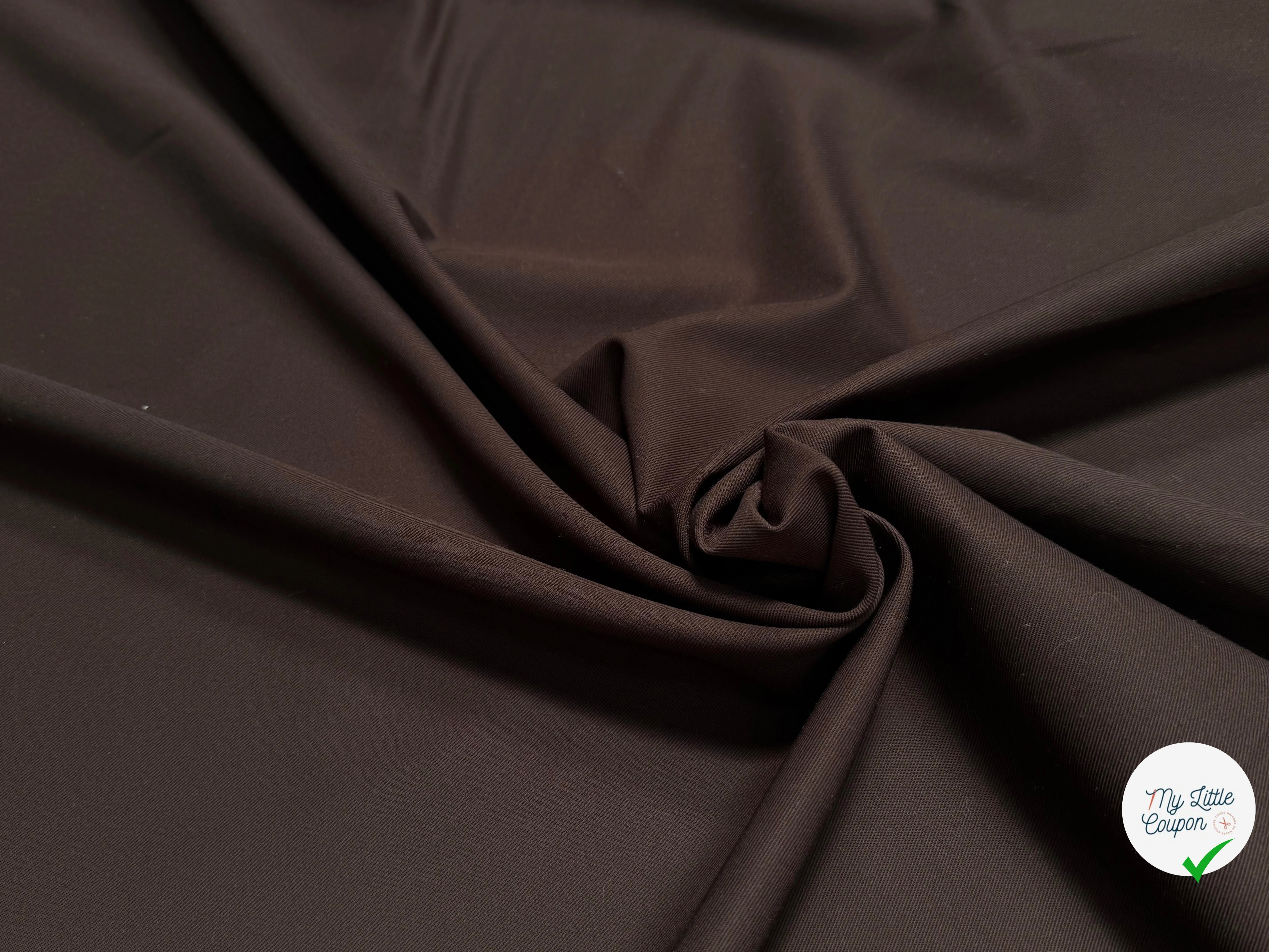 GABARDINE DE COTON LOURDE SERGÉE BELLE TENUE BROWN - My Little Coupon
