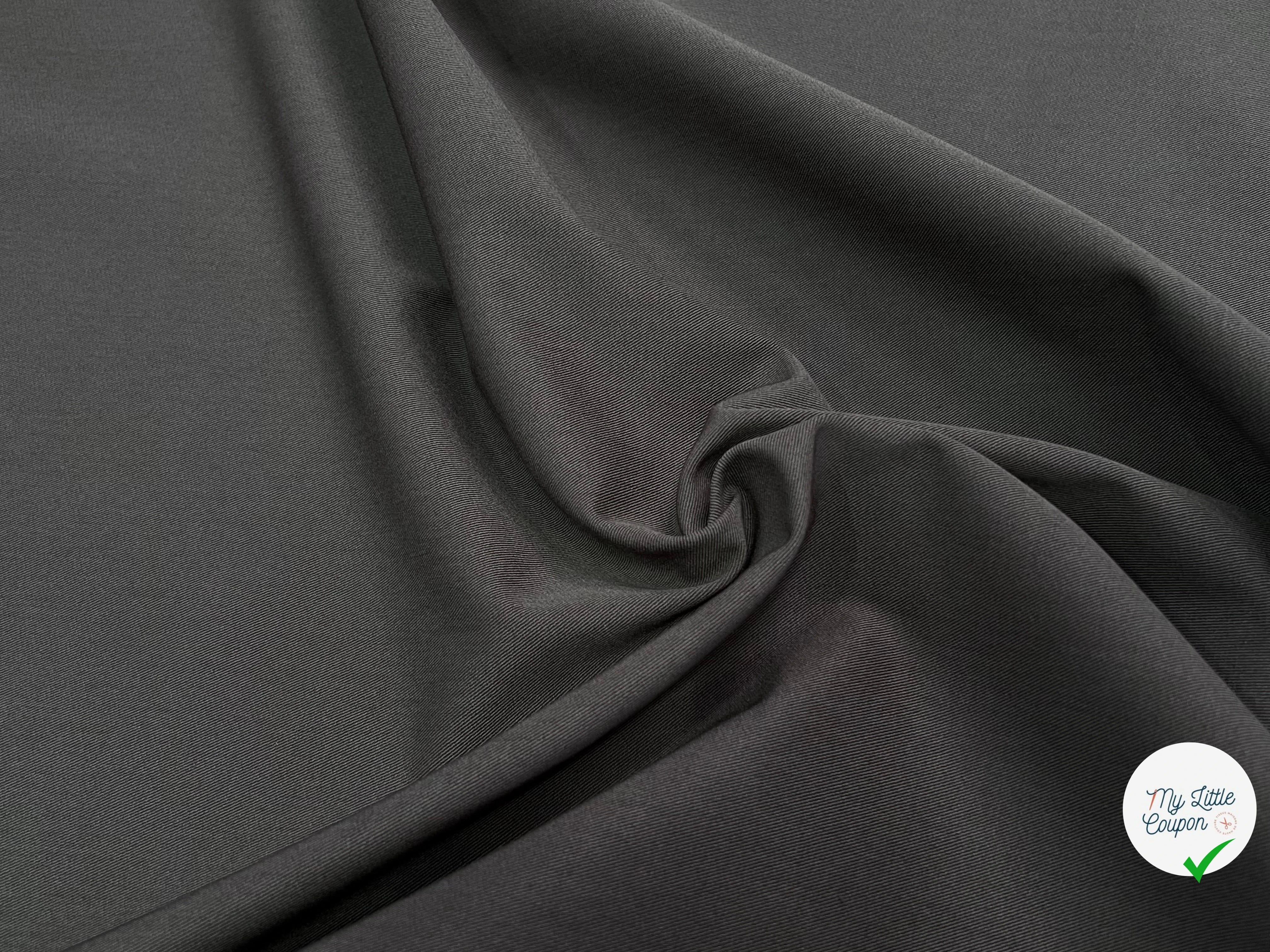 GABARDINE DE COTON LOURDE STRETCH GRIS KAKI - My Little Coupon