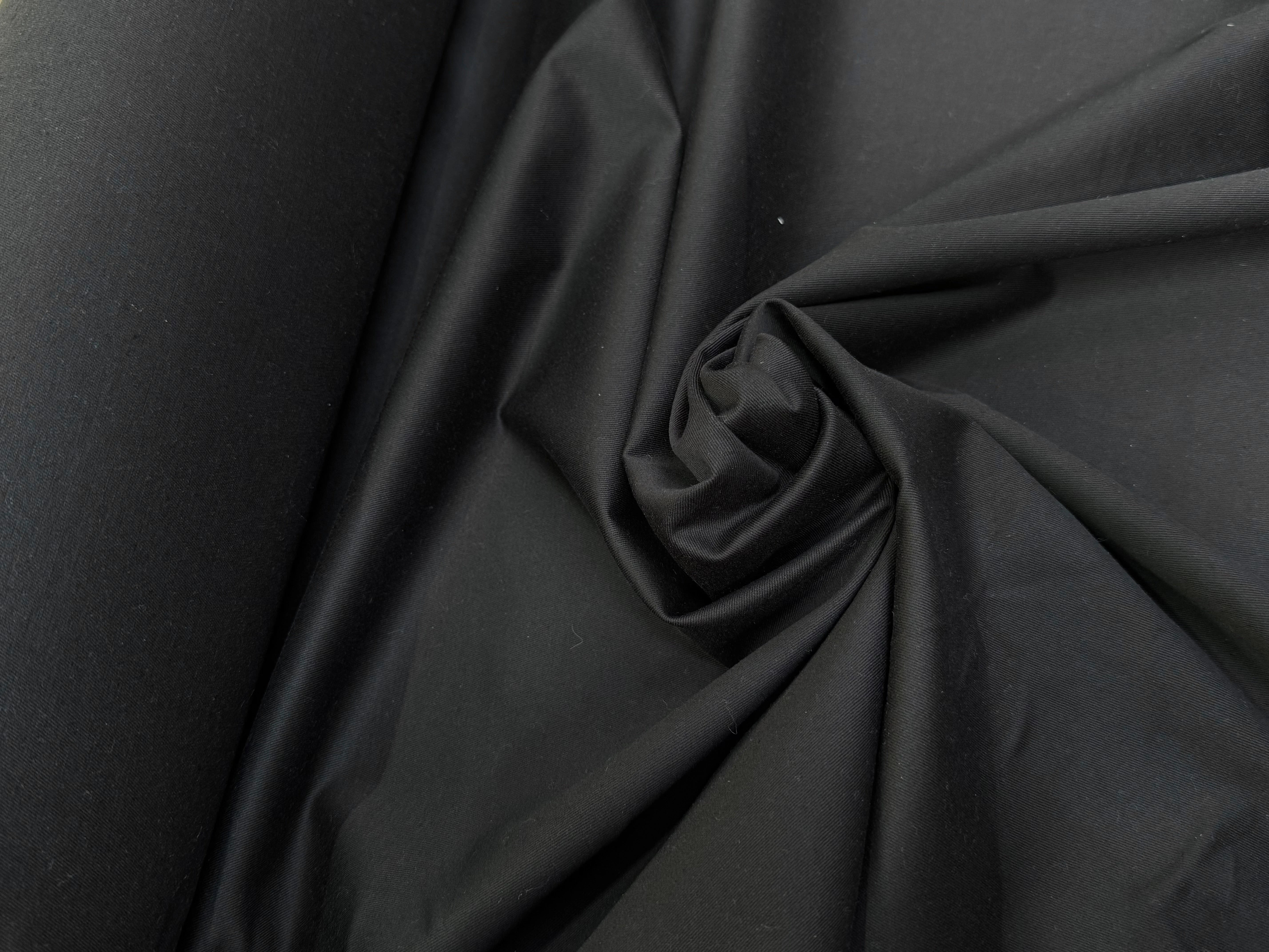 GABARDINE DE COTON NOIR FINEMENT SERGÉE NATURELLE STRETCH - My Little Coupon