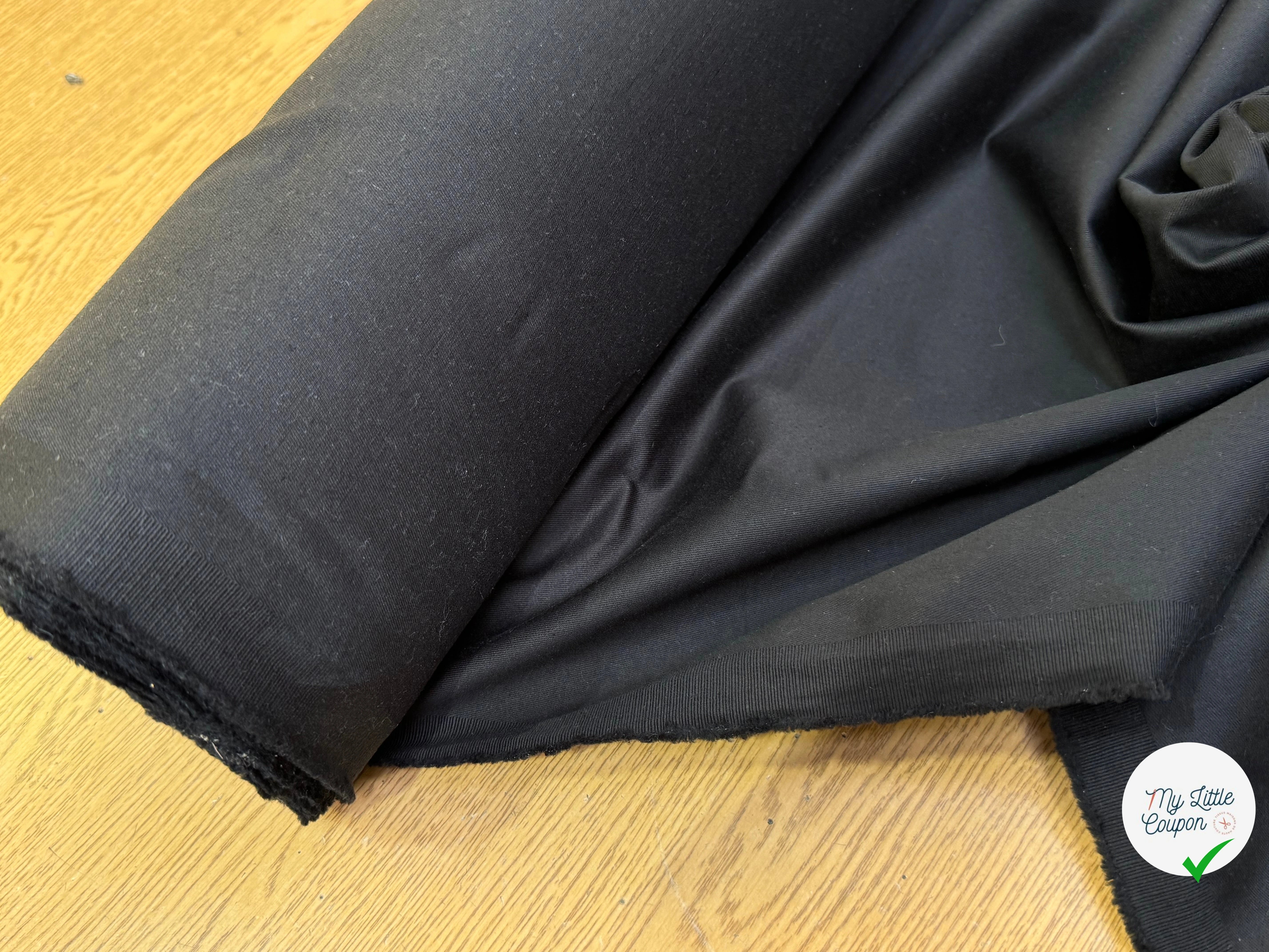 GABARDINE DE COTON NOIR FINEMENT SERGÉE NATURELLE STRETCH - My Little Coupon