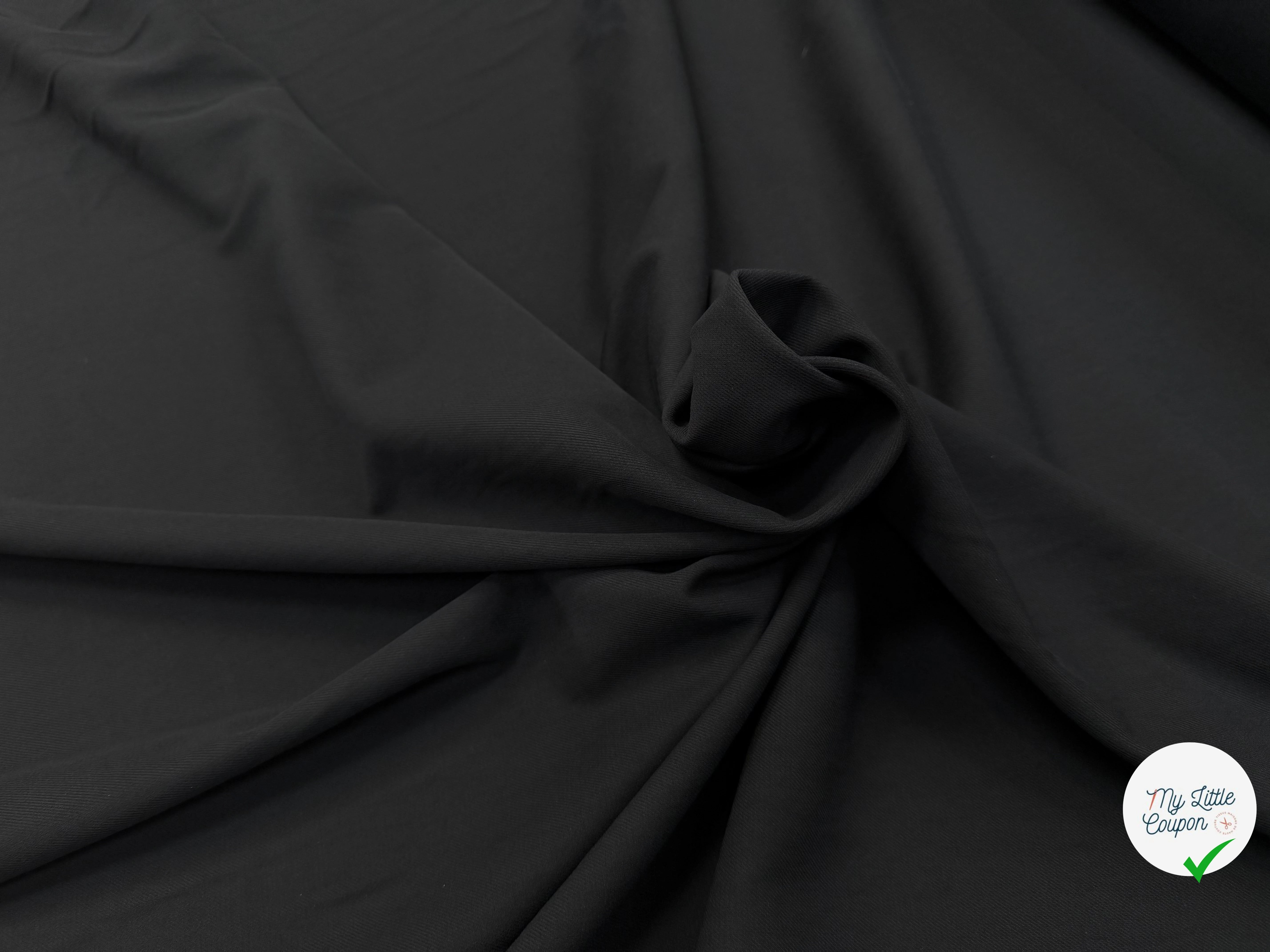 GABARDINE DE COTON NOIR ITALIE LAIZE 153CM - My Little Coupon