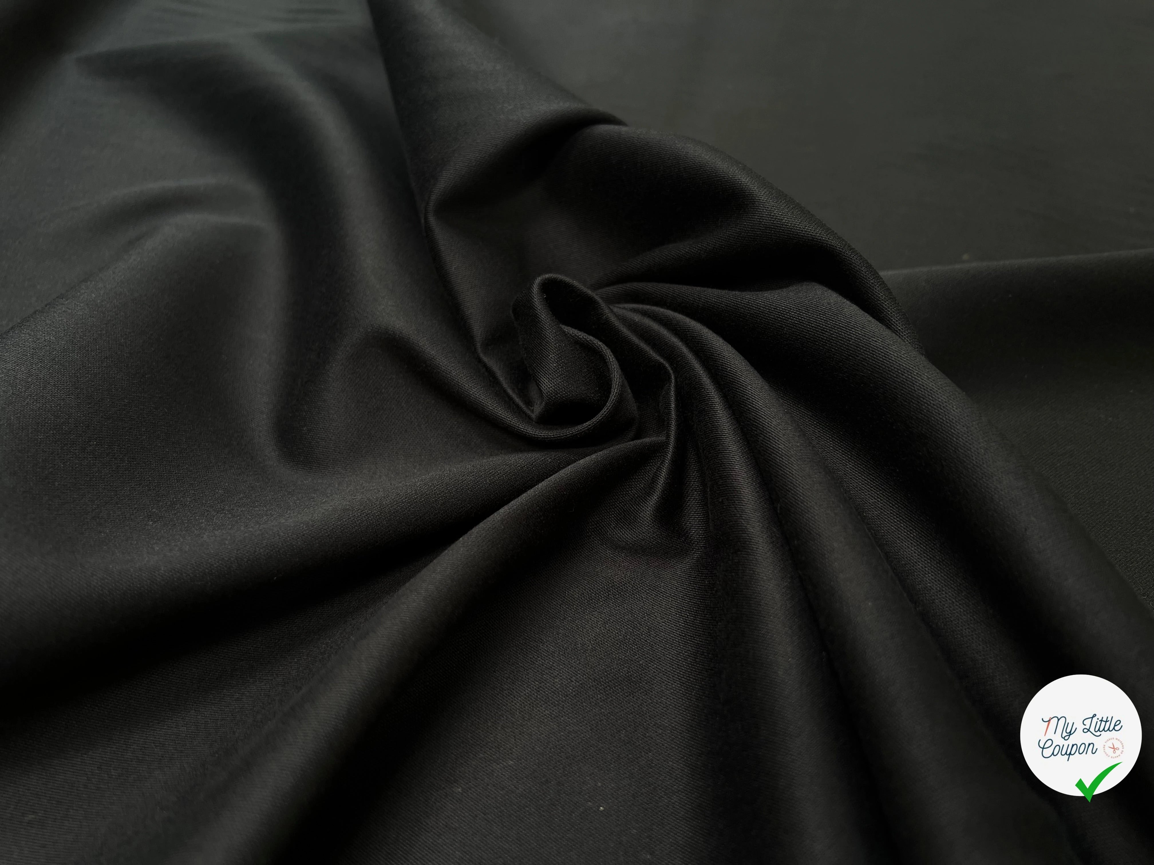 GABARDINE DE COTON NOIR SATINÉ - My Little Coupon