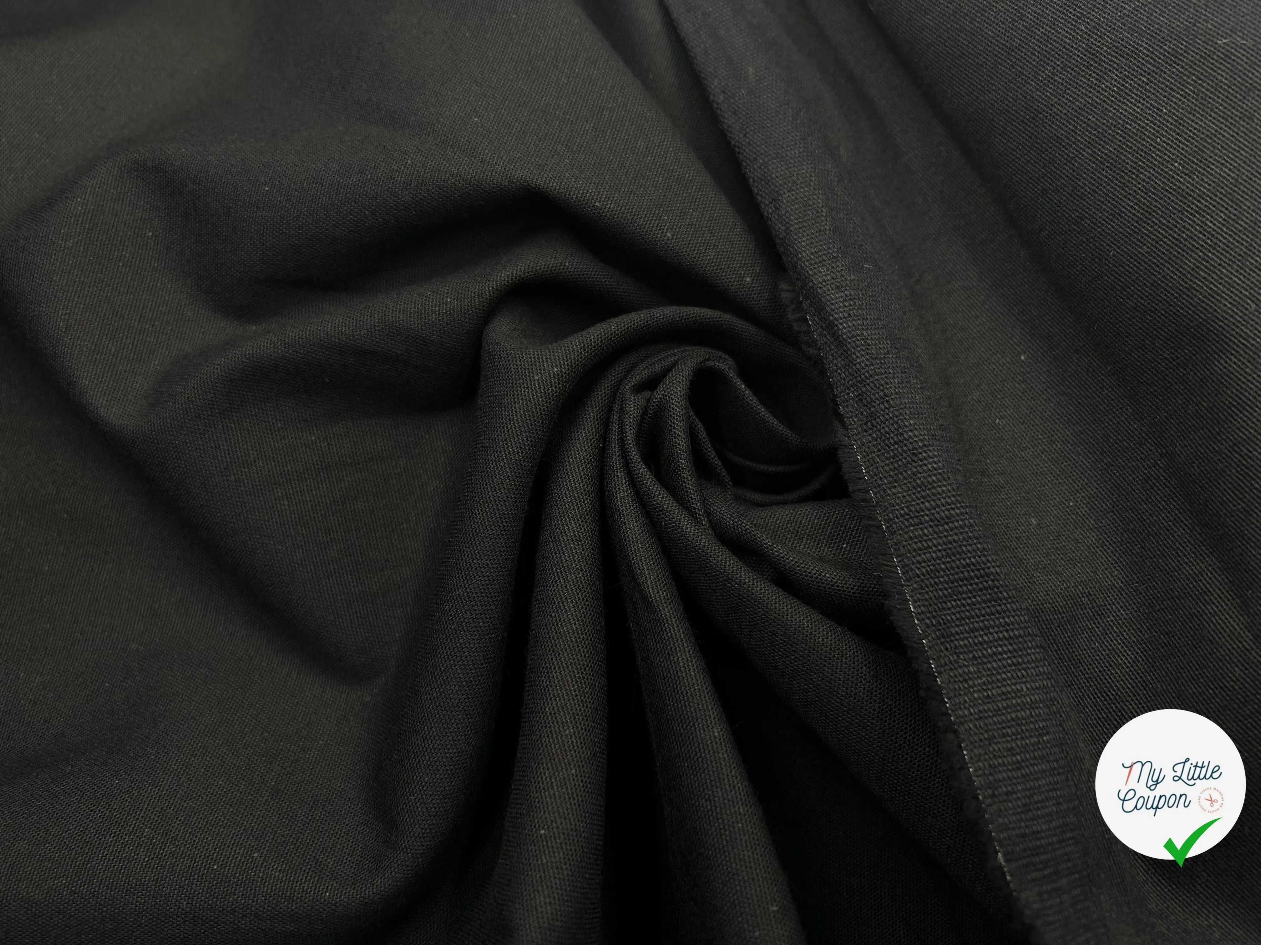 GABARDINE DE COTON NOIR TRÉS FINEMENT SERGÉE - My Little Coupon - tissu - coudre