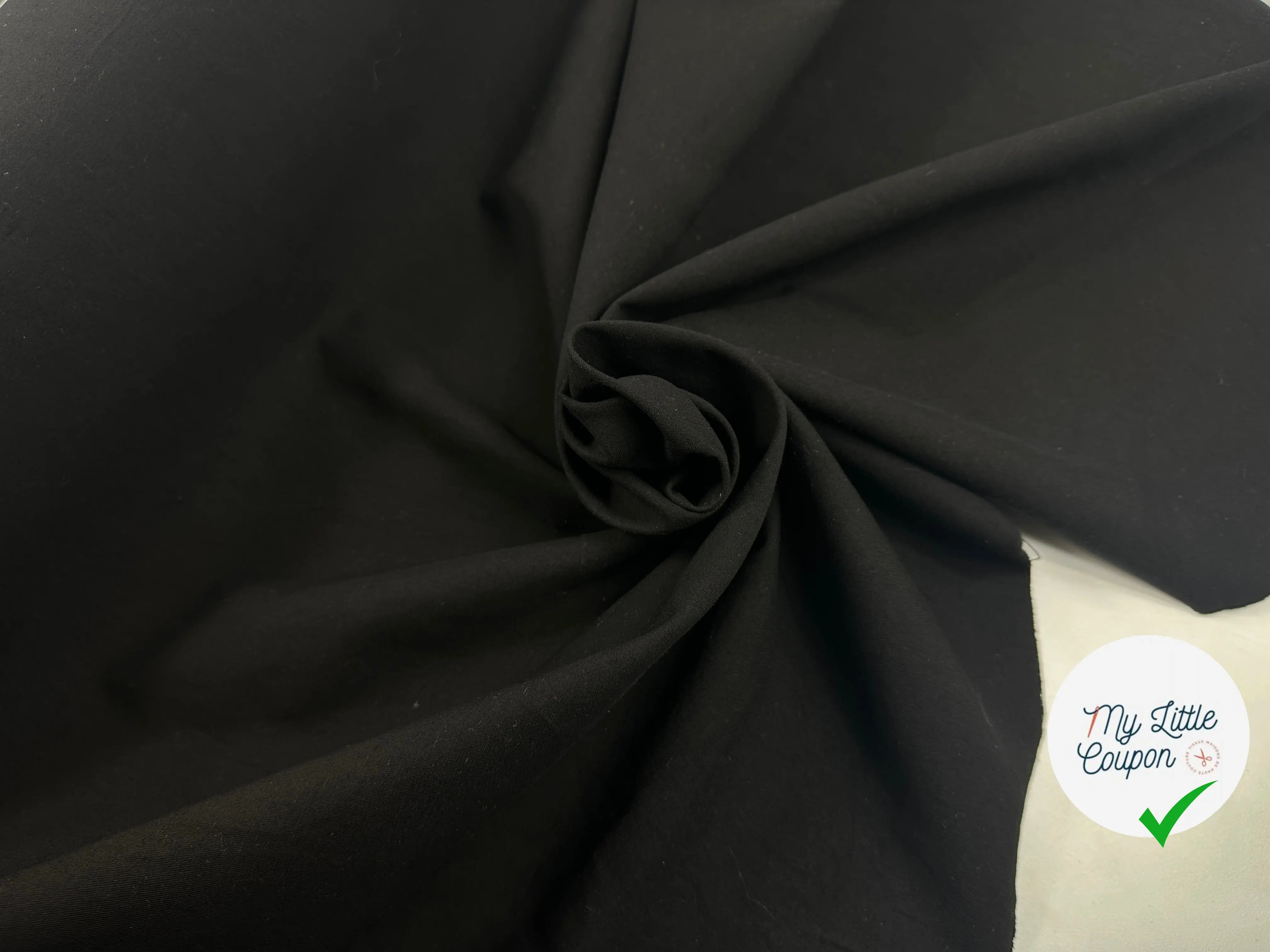 GABARDINE DE COTON NOIRE FINEMENT SERGÉ ENVERS PEACH MSO