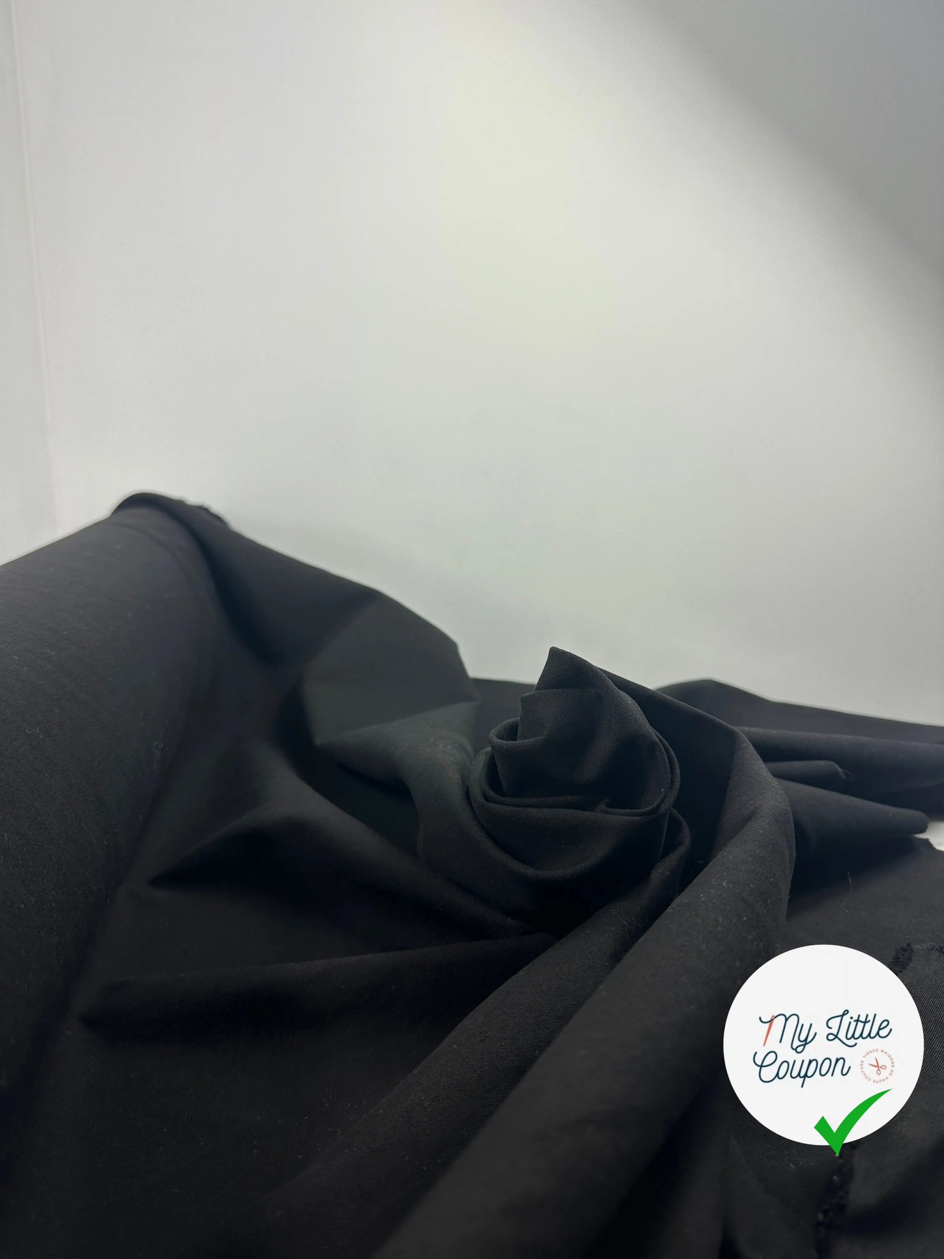 GABARDINE DE COTON NOIRE FINEMENT SERGÉ ENVERS PEACH MSO