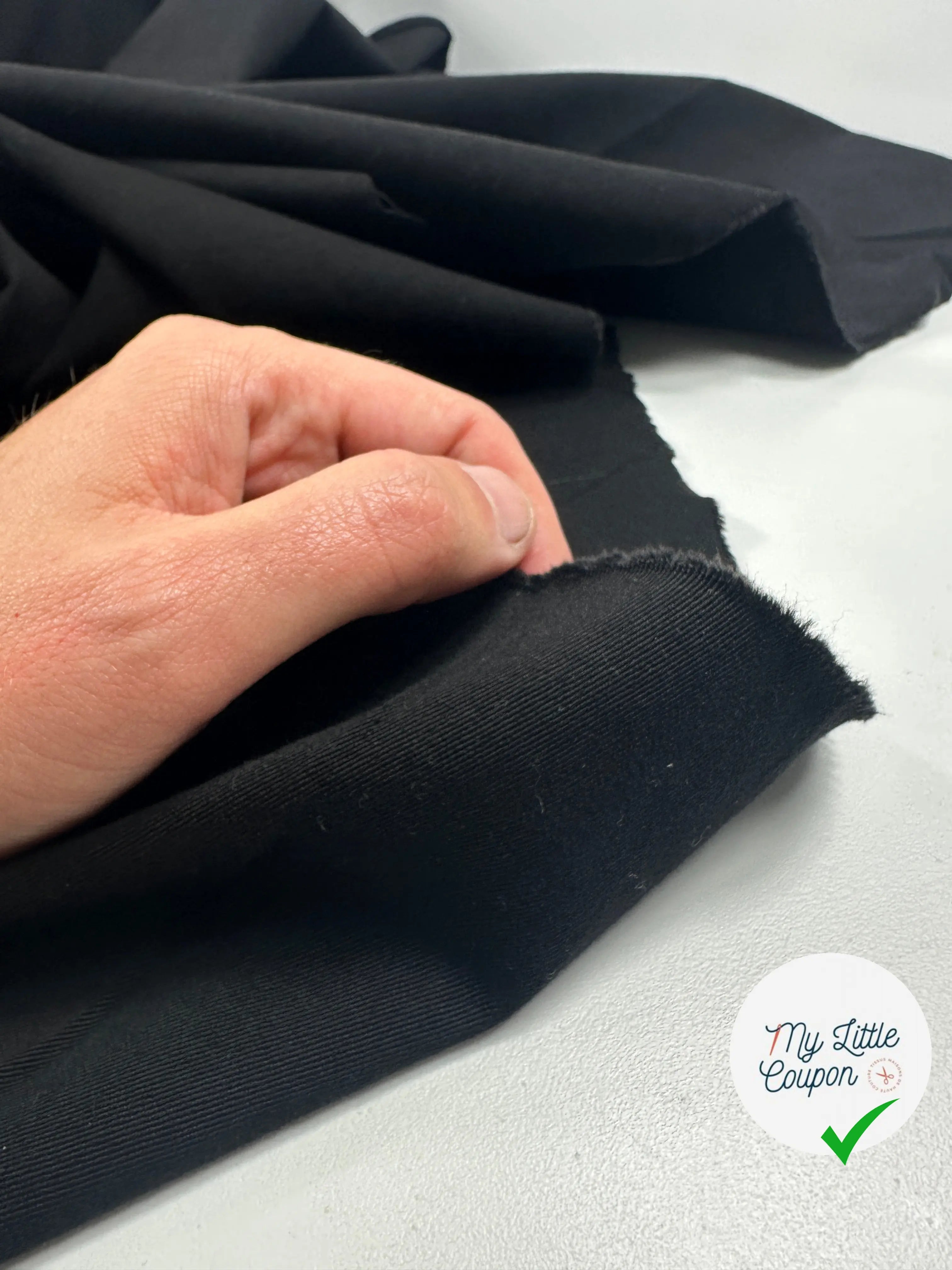 GABARDINE DE COTON NOIRE FINEMENT SERGÉ ENVERS PEACH MSO