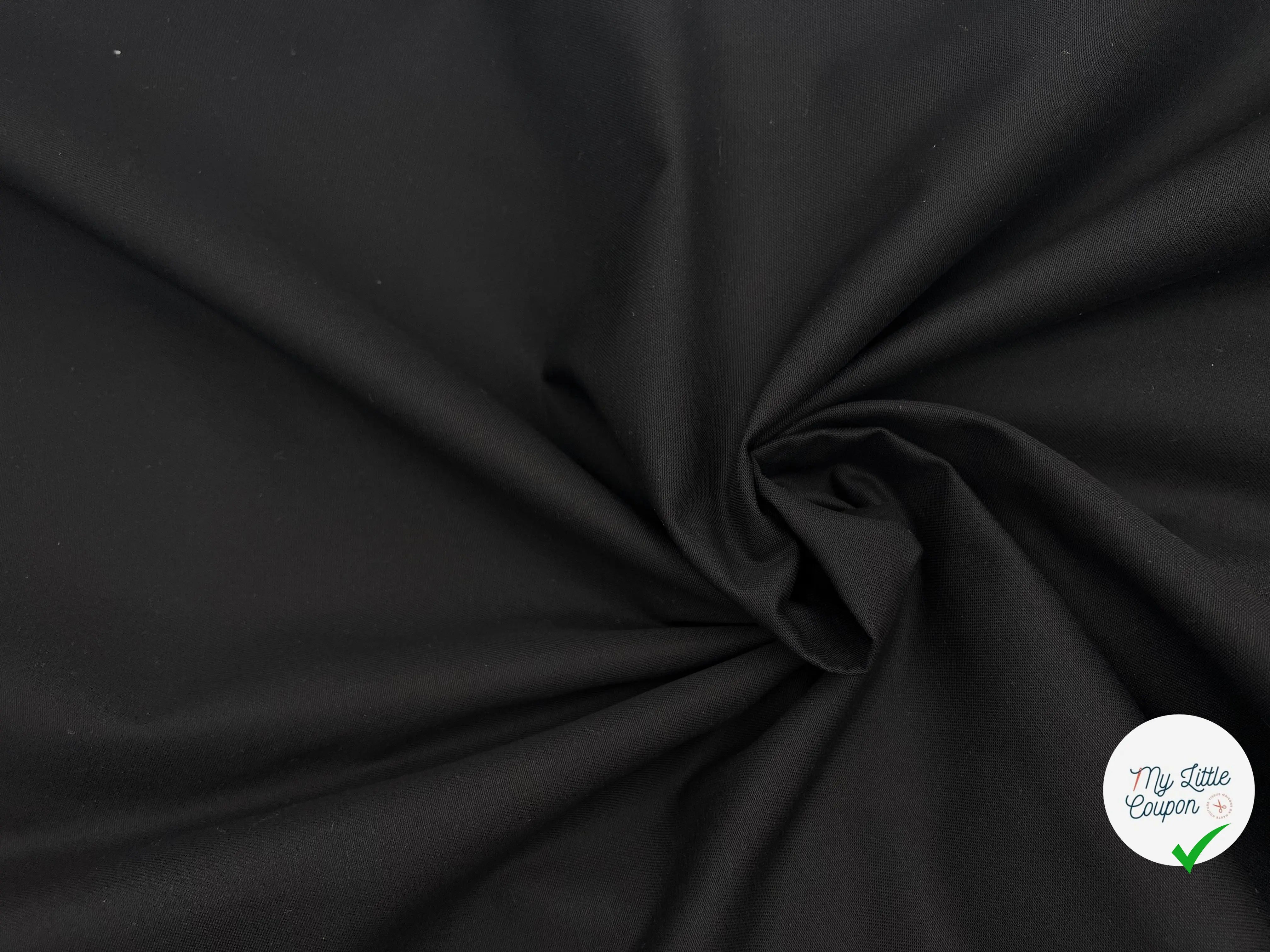 GABARDINE DE COTON NOIRE PROFOND - coupon de tissu de 3 mètres - My Little Coupon - tissu - coudre