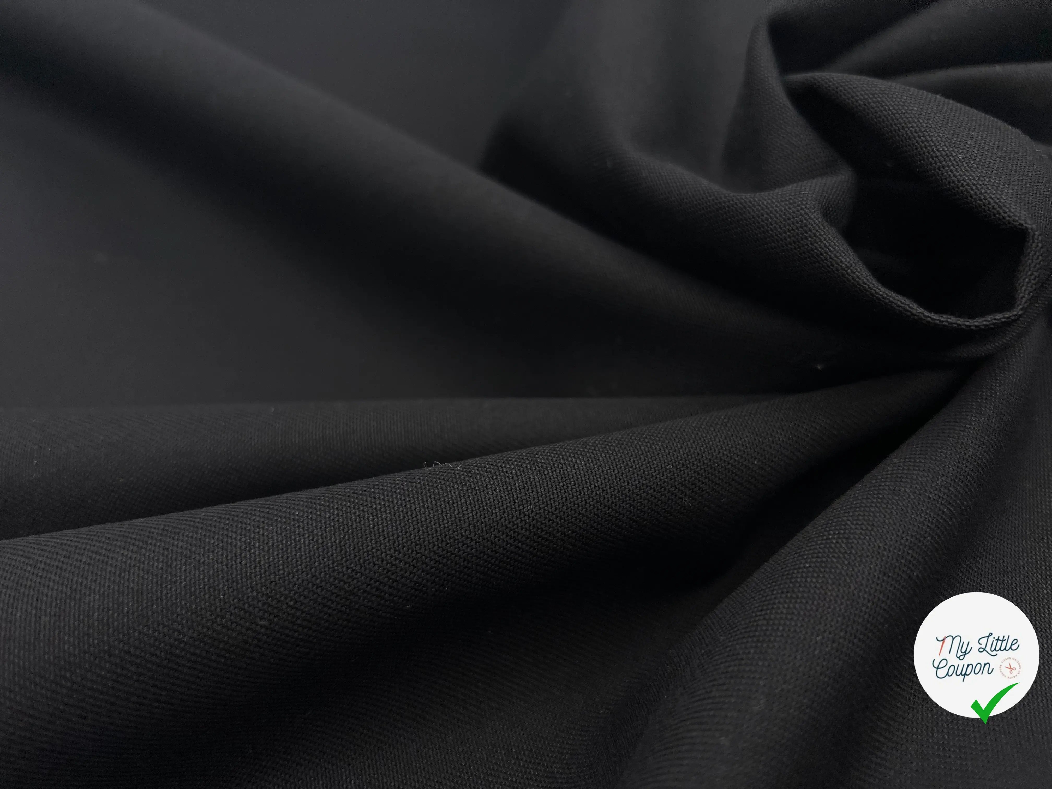 GABARDINE DE COTON NOIRE PROFOND - coupon de tissu de 3 mètres - My Little Coupon - tissu - coudre