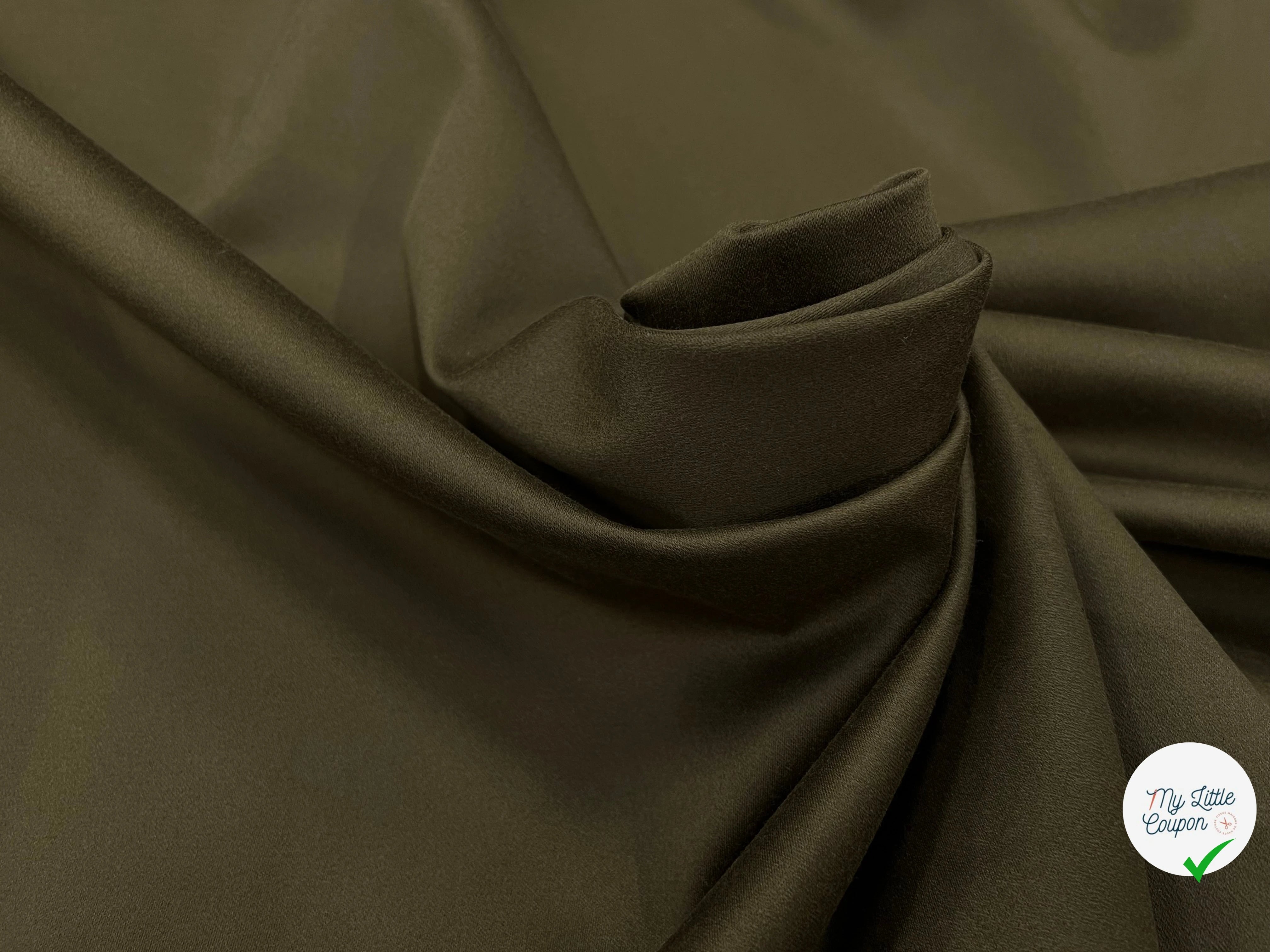 GABARDINE DE COTON PEIGNÉE VERT KAKI JAPON 118CM LAIZE - My Little Coupon