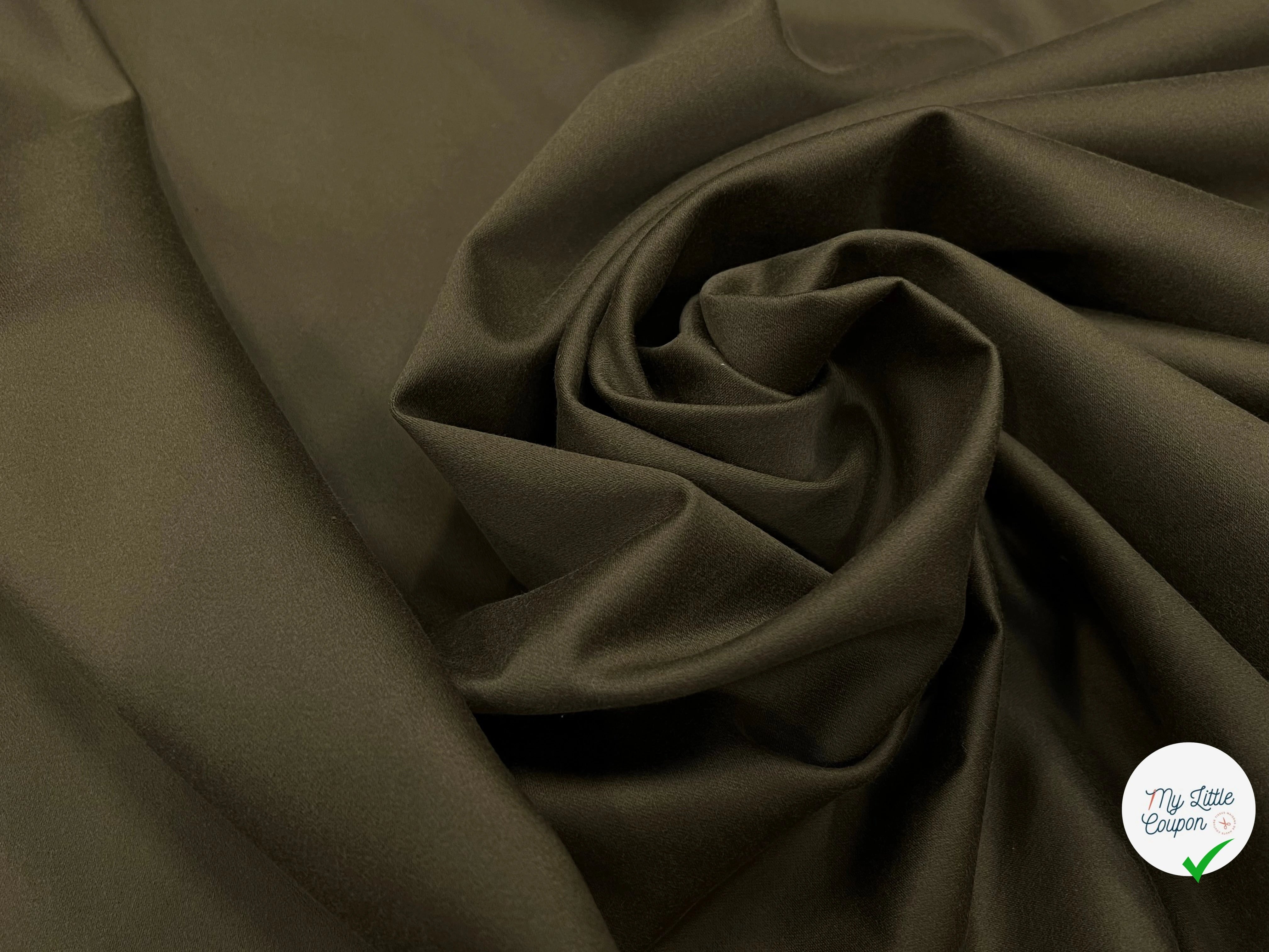 GABARDINE DE COTON PEIGNÉE VERT KAKI JAPON 118CM LAIZE - My Little Coupon