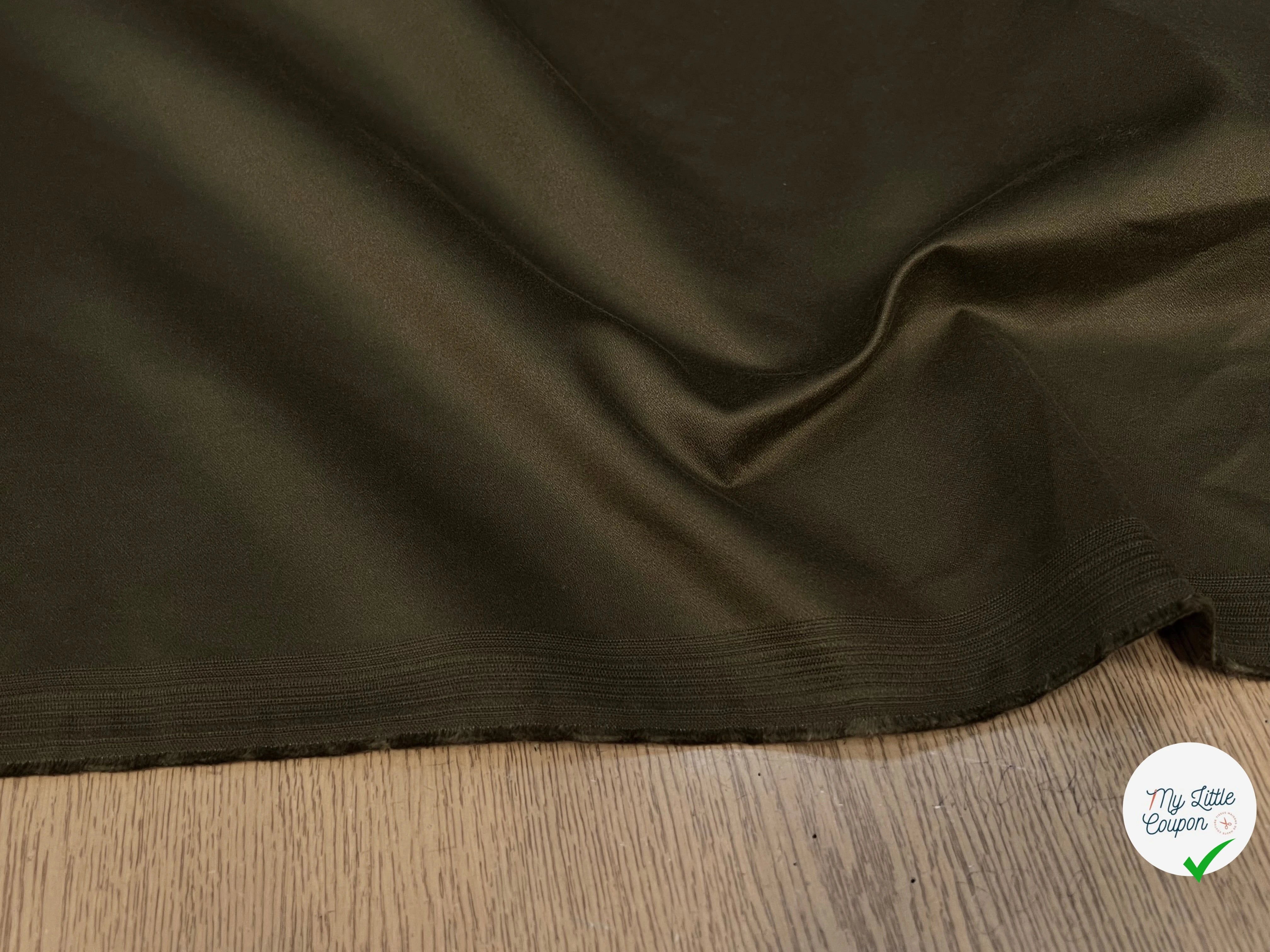 GABARDINE DE COTON PEIGNÉE VERT KAKI JAPON 118CM LAIZE - My Little Coupon