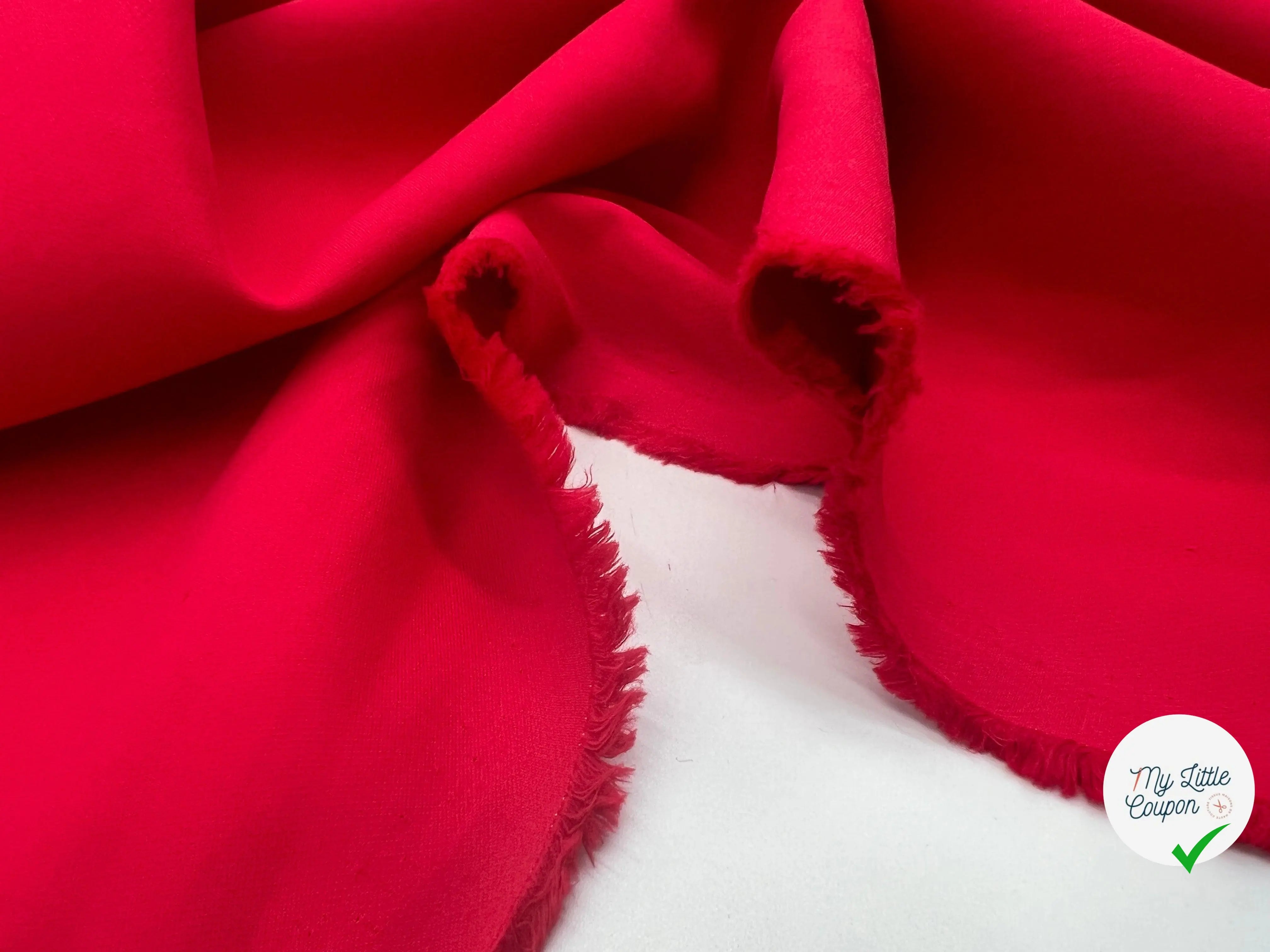 GABARDINE DE COTON ROUGE LIPSTICK - My Little Coupon - tissu - coudre