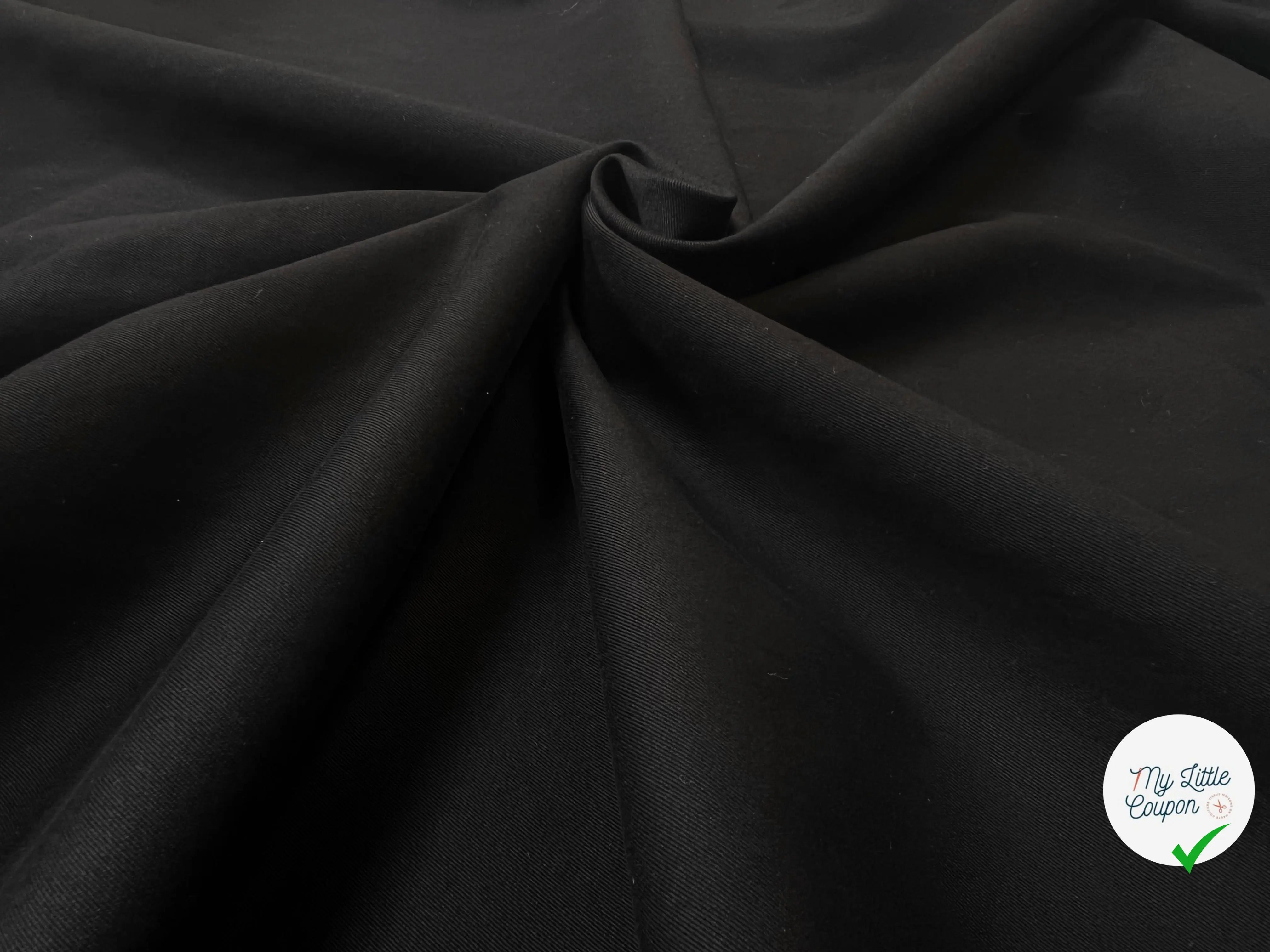 GABARDINE DE COTON SABLÉE PEACHE NOIR MSO
