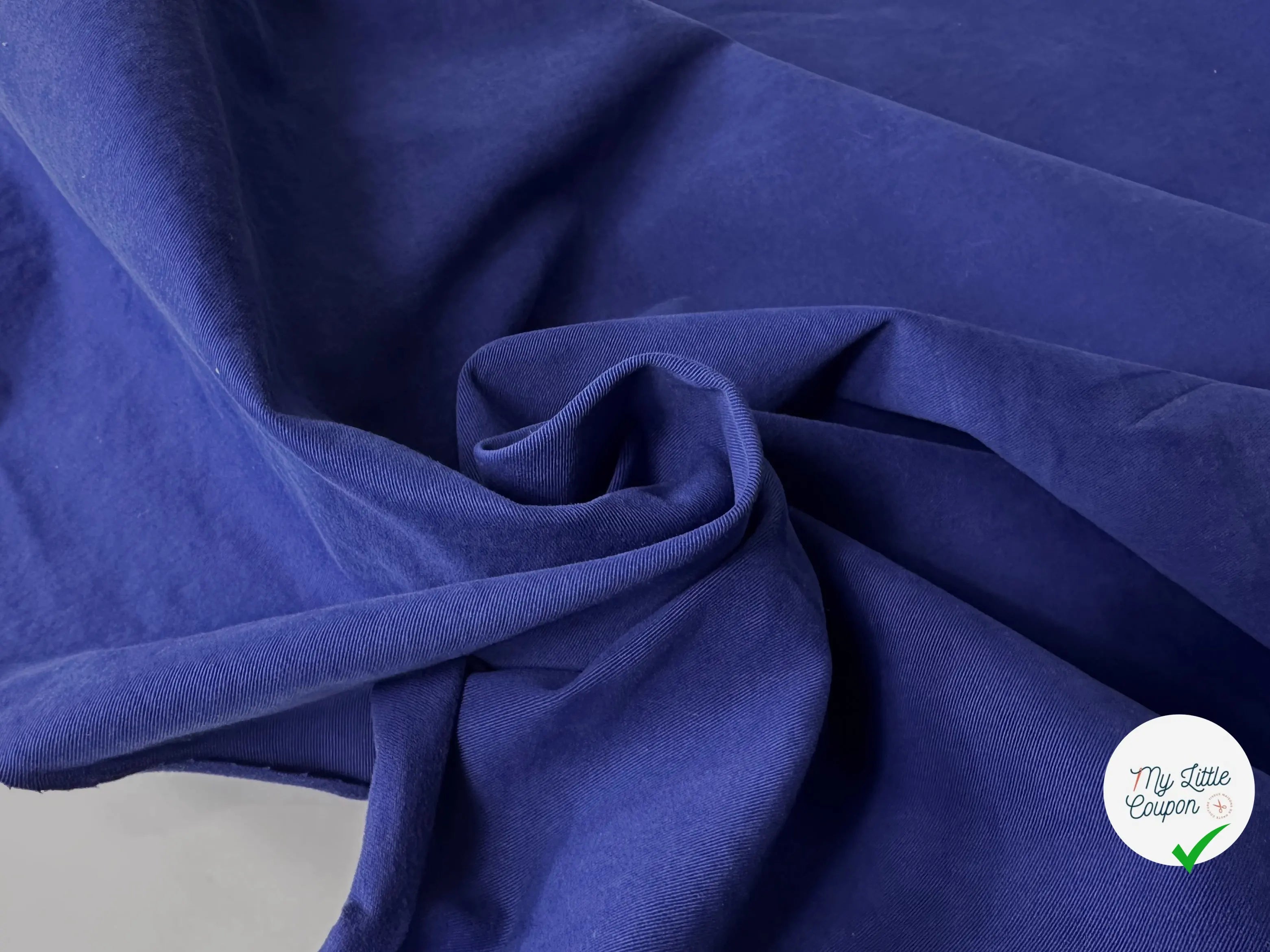 GABARDINE DE COTON SABLEE STRETCH PEACHSKIN INDIGO MSO