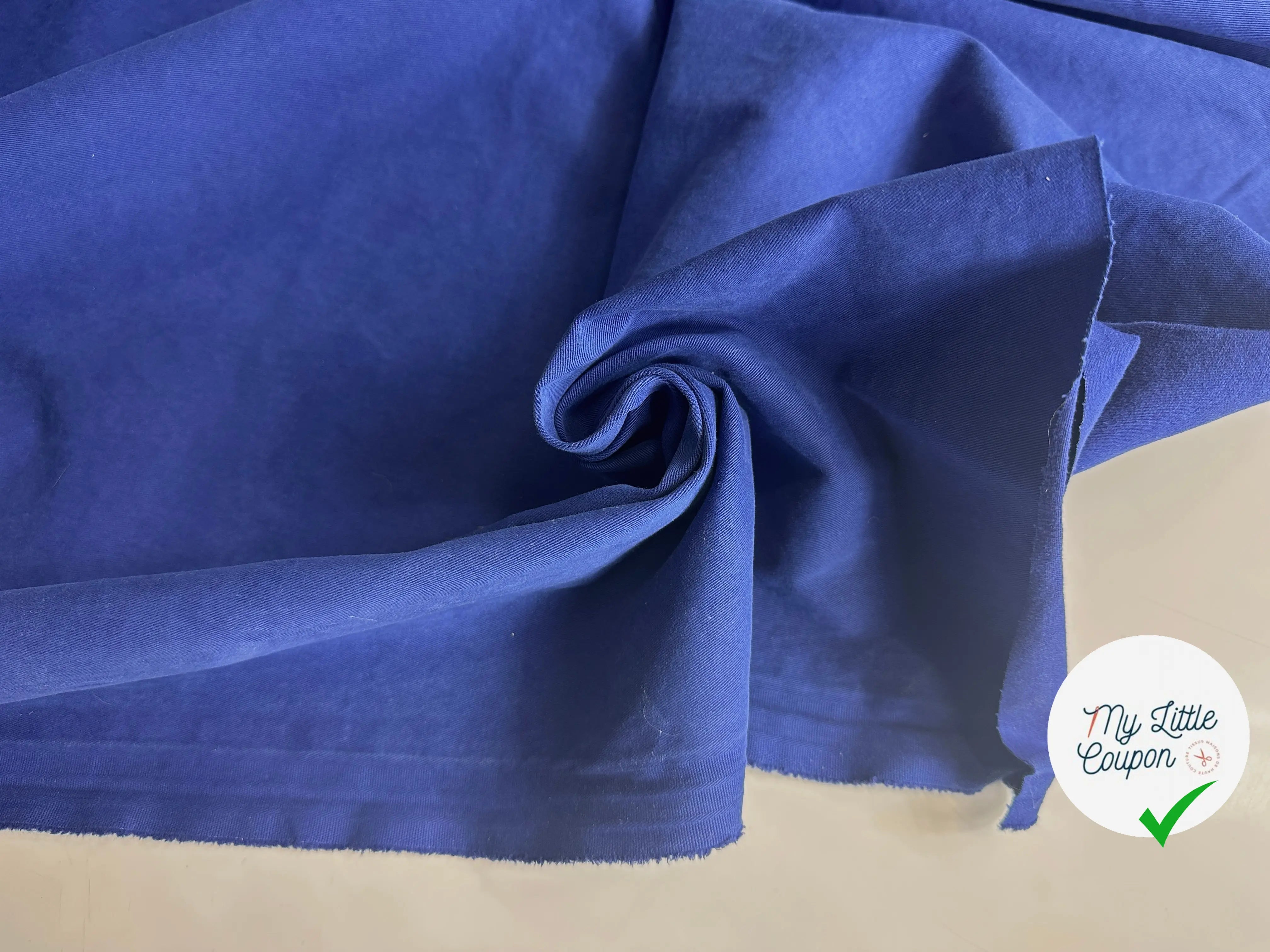 GABARDINE DE COTON SABLEE STRETCH PEACHSKIN INDIGO MSO