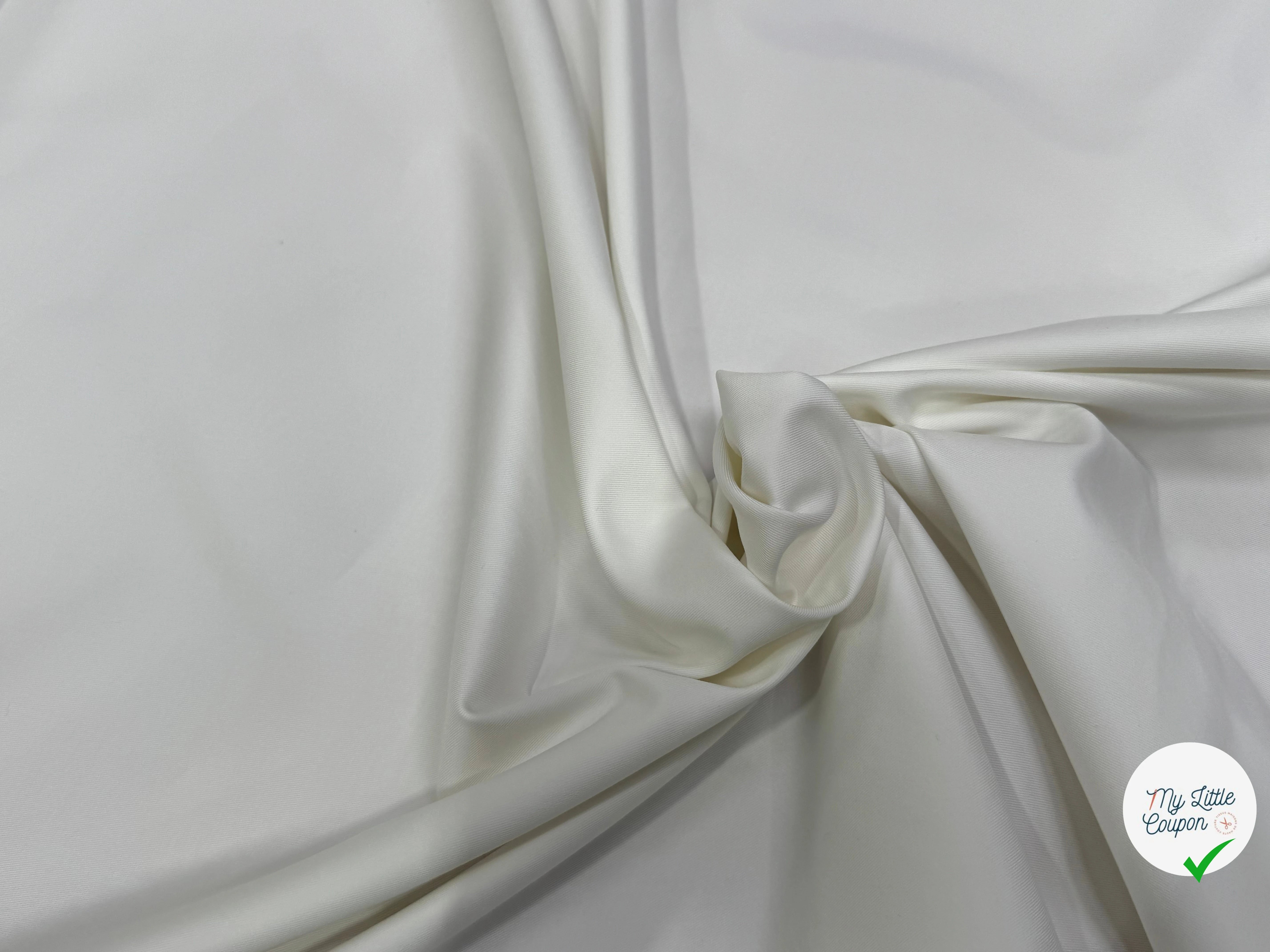 GABARDINE DE COTON SERGÉE TOUCHER TRÈS AGRÉABLE STRETCH BLANC 80% COTON - My Little Coupon