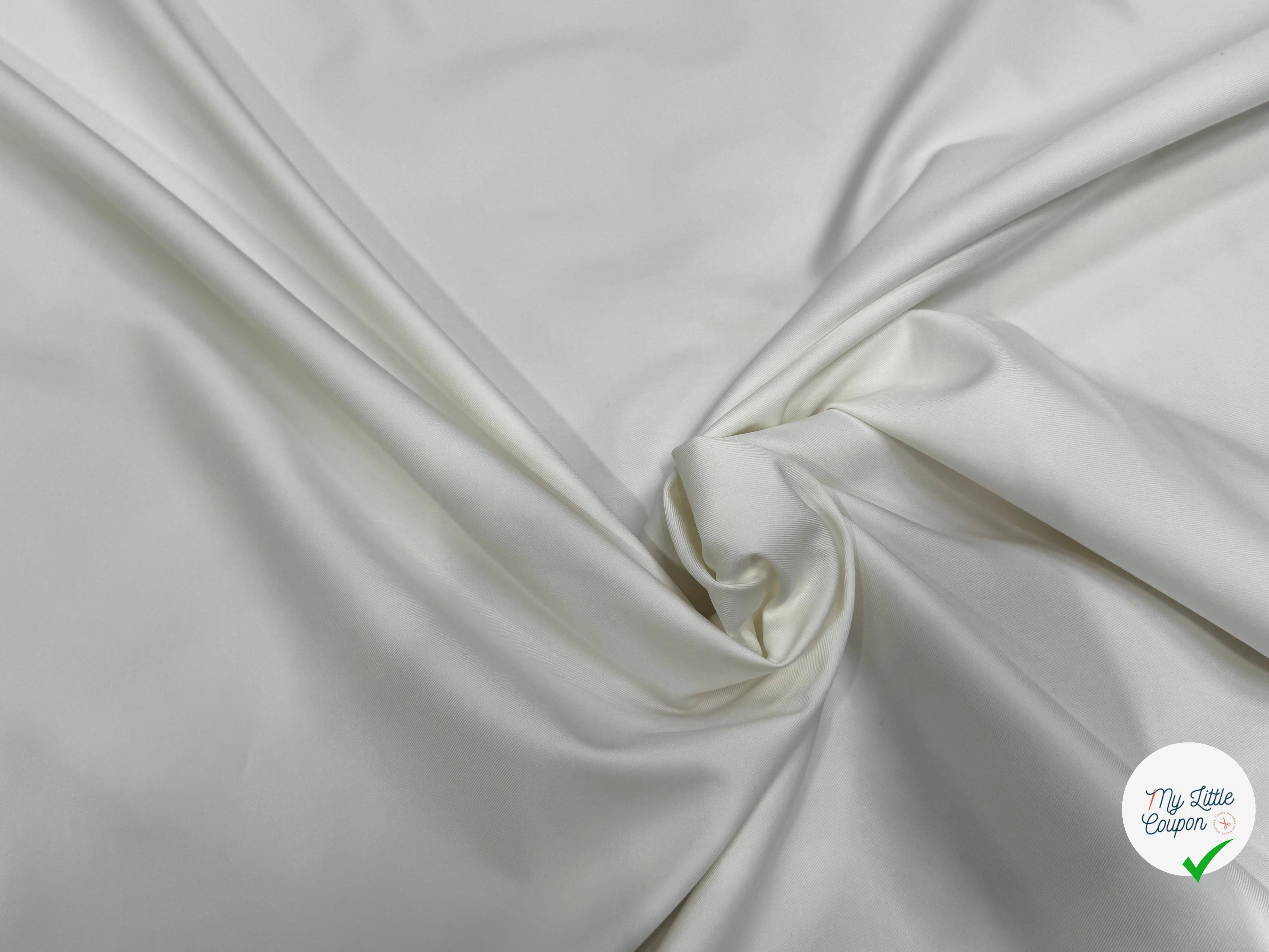 GABARDINE DE COTON SERGÉE TOUCHER TRÈS AGRÉABLE STRETCH BLANC 80% COTON - My Little Coupon
