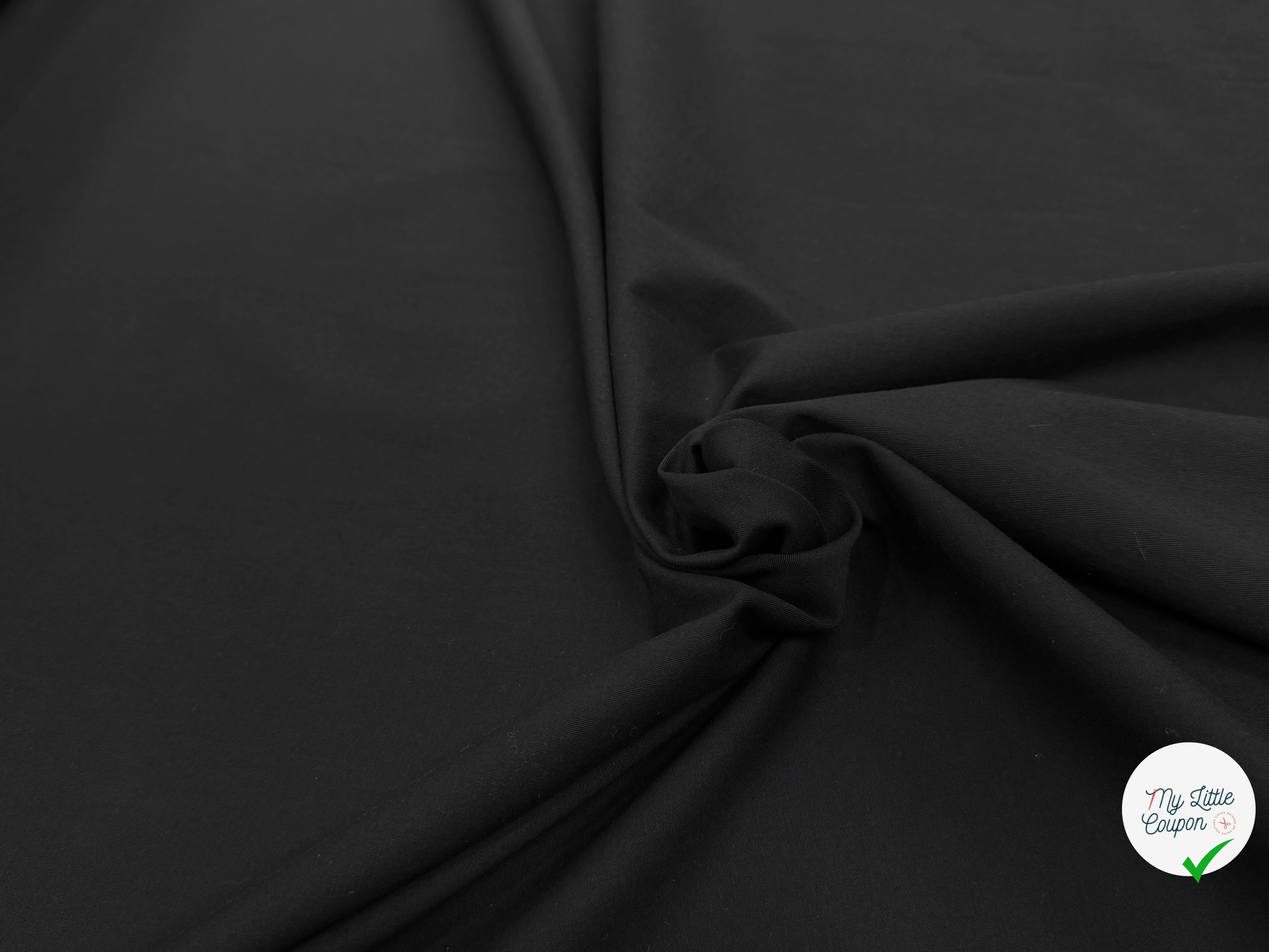 GABARDINE DE COTON STRETCH NOIR QUALITÉ COUTURE - My Little Coupon