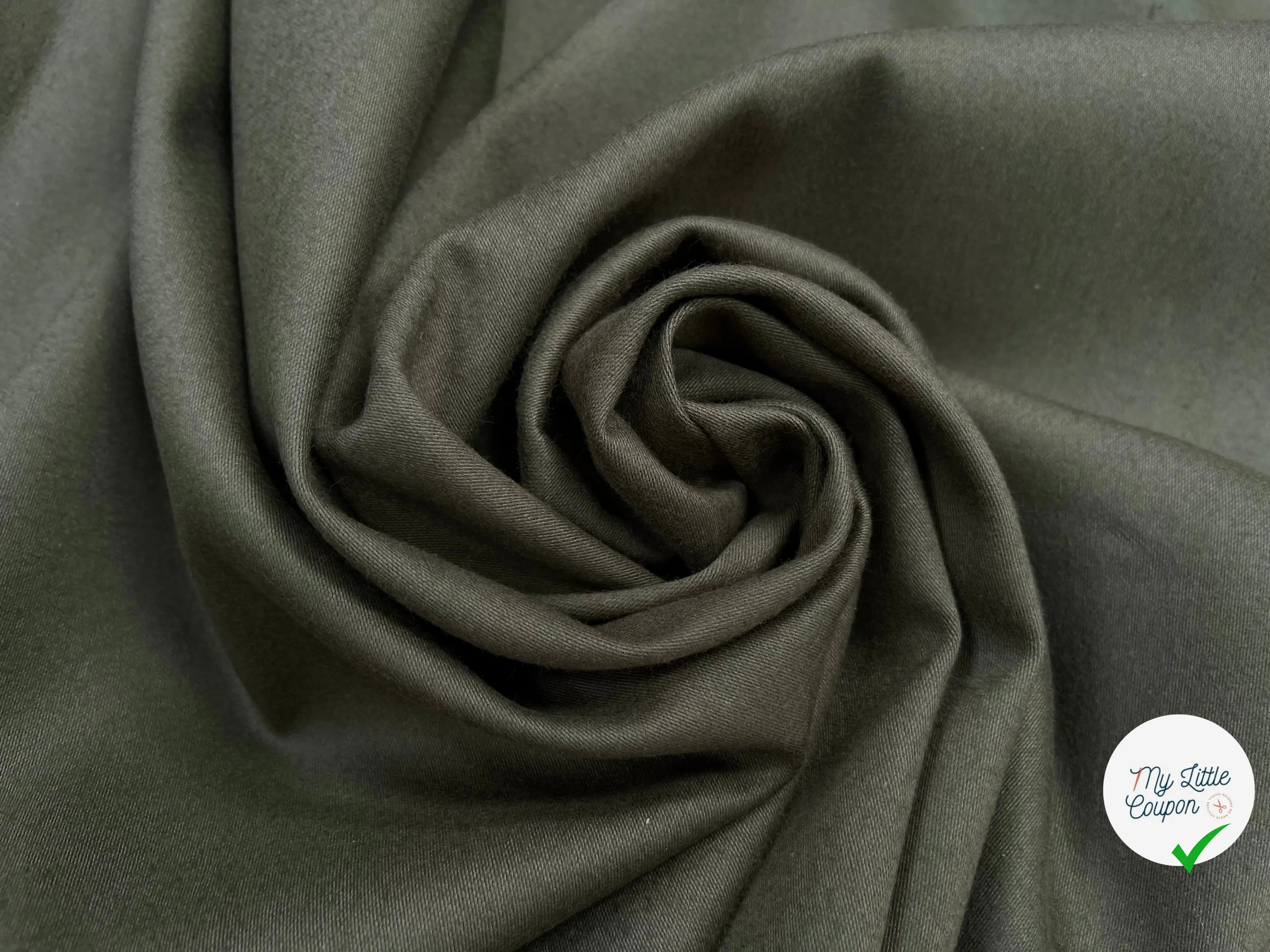 GABARDINE DE COTON STRIÉ KAKI - My Little Coupon