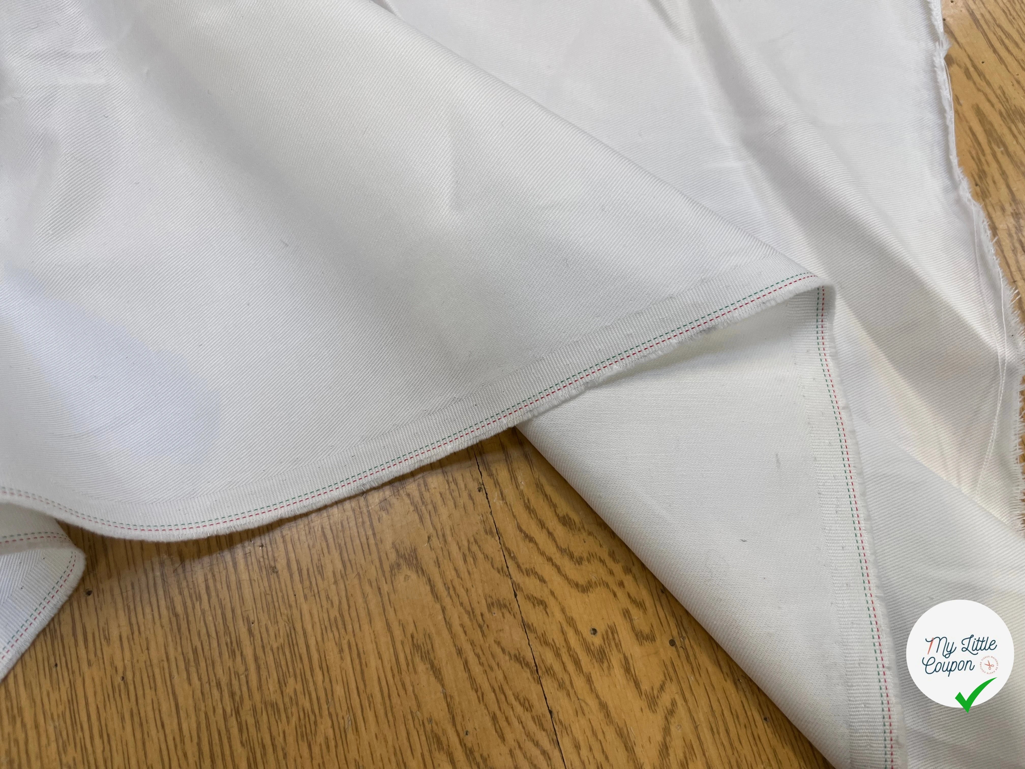 GABARDINE DE COTON STRIÉE BLANC - My Little Coupon