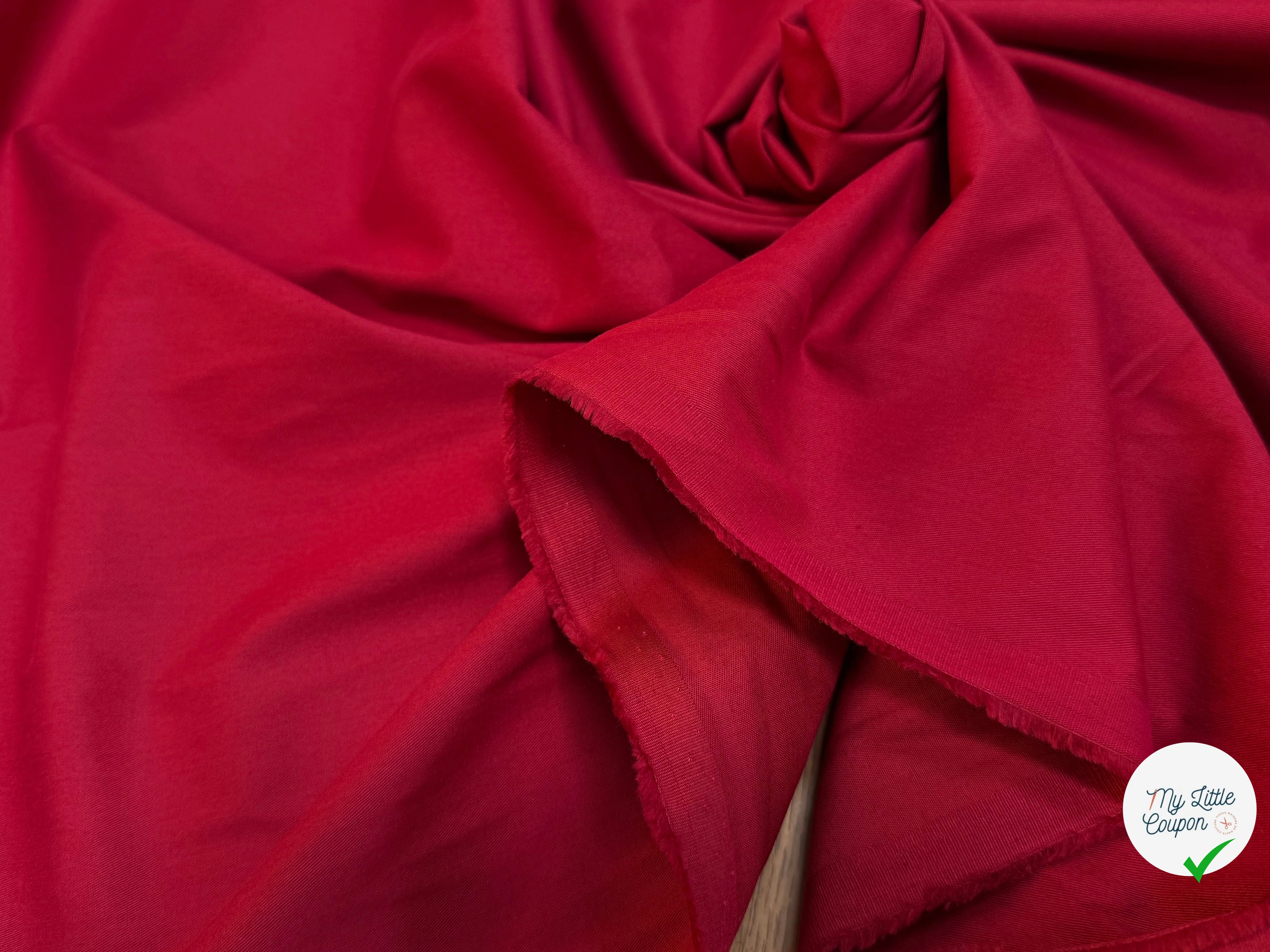 GABARDINE DE COTON SUBLIME LÉGÈREMENT GRATTÉE ROUGE - My Little Coupon
