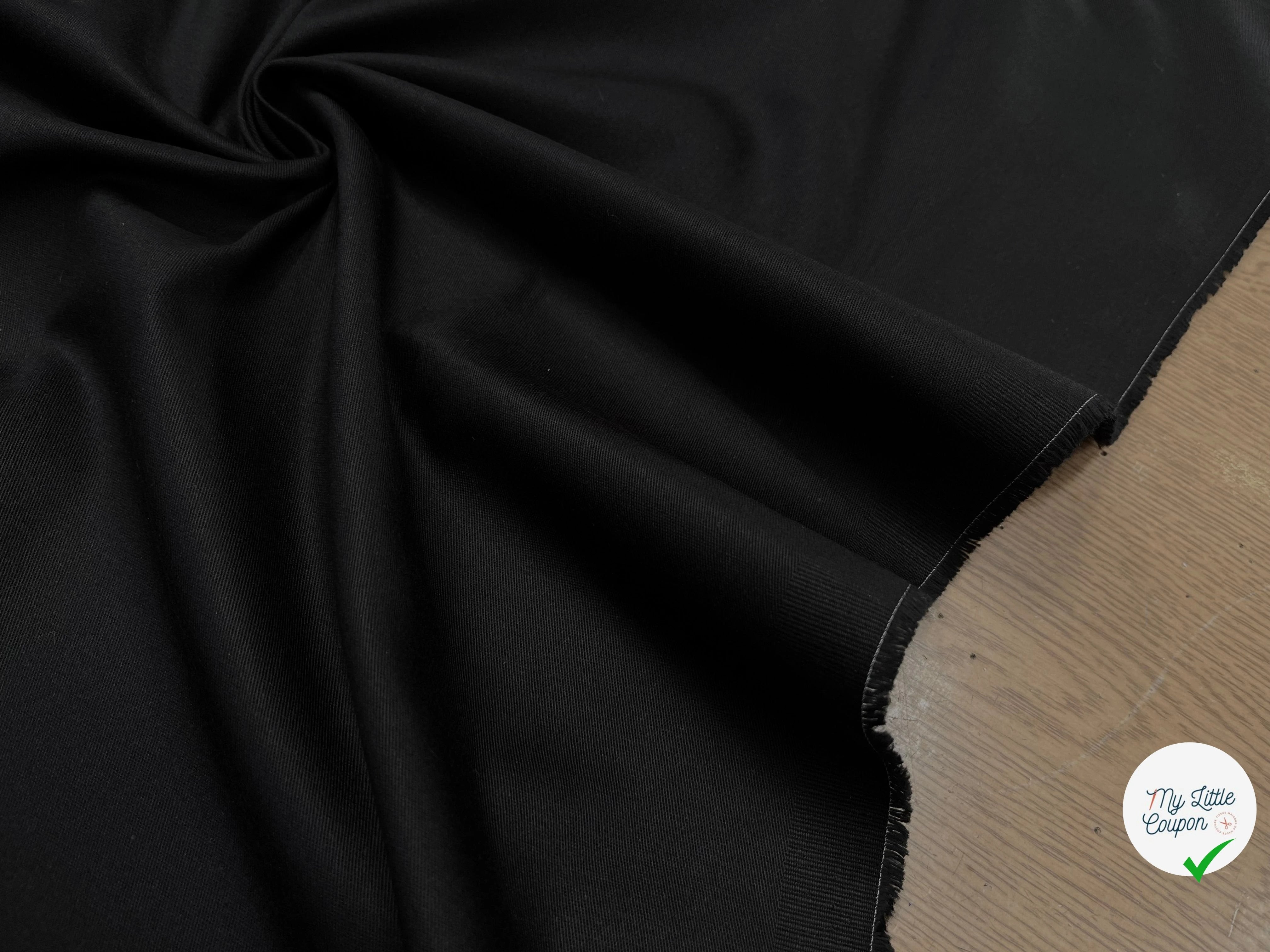 GABARDINE DE COTON UNI NOIR STRETCH - My Little Coupon