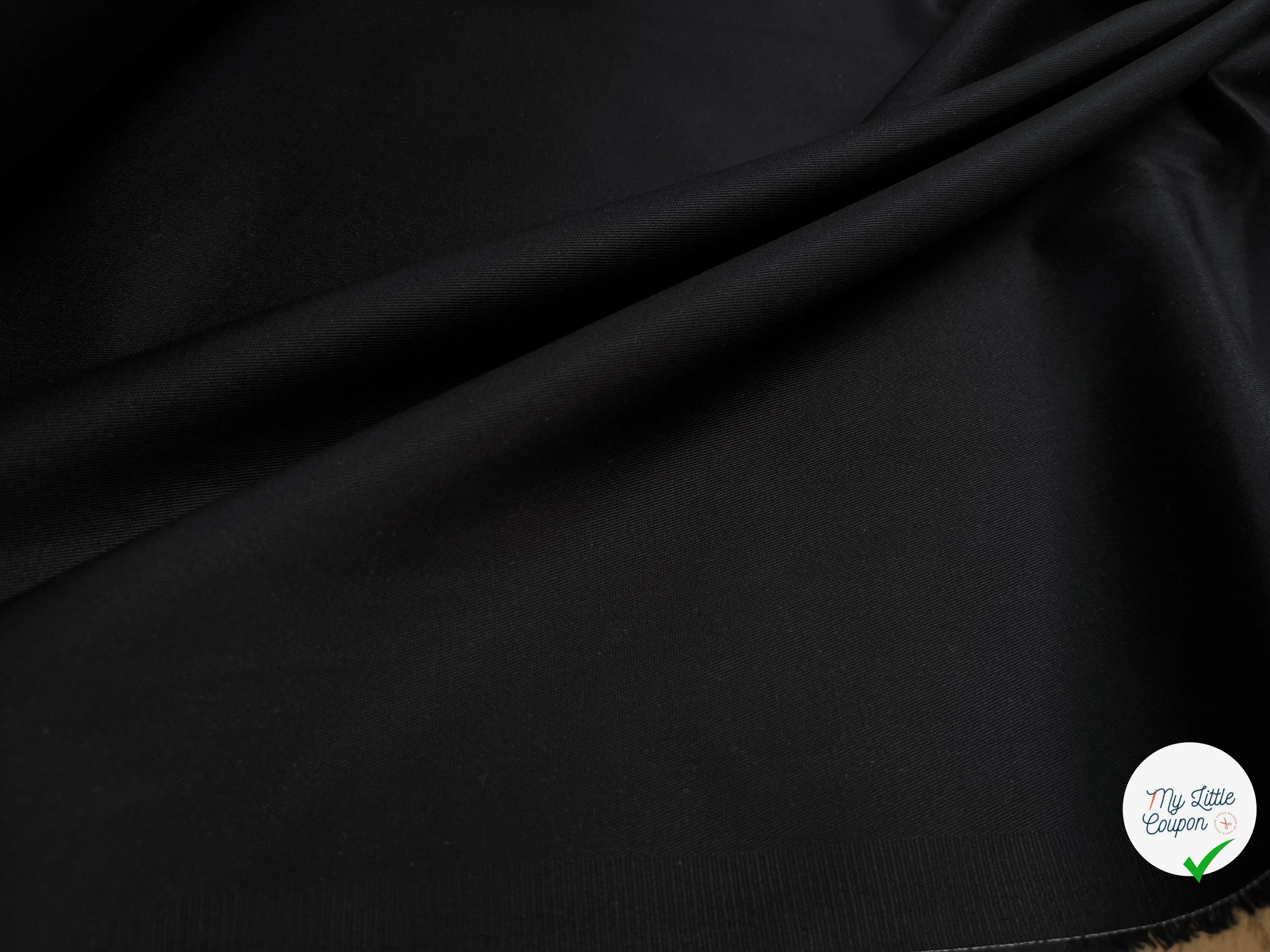 GABARDINE DE COTON UNI NOIR STRETCH - My Little Coupon
