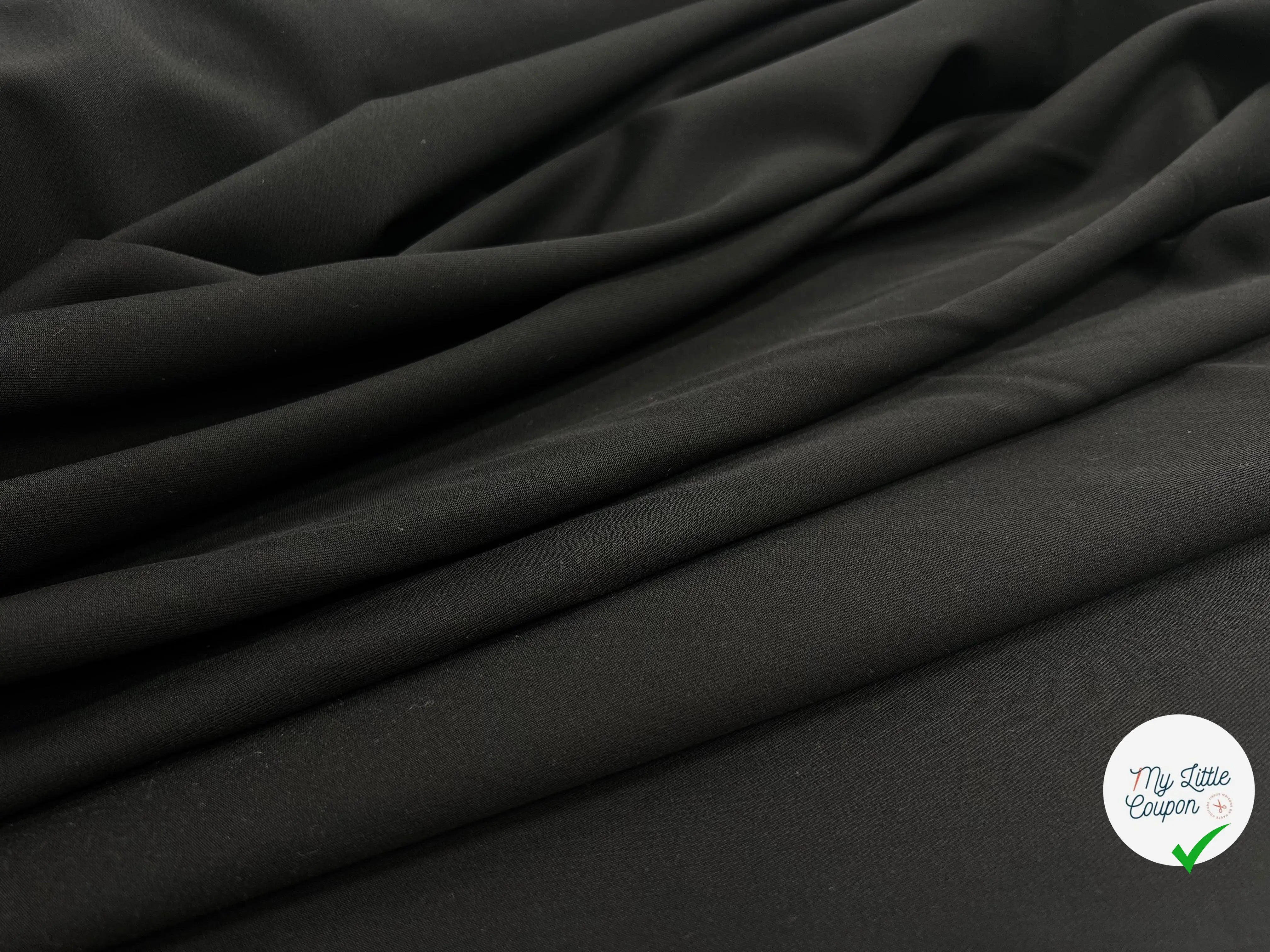 GABARDINE DE LAINE FLUIDE ET EXTENSIBLE NOIR - My Little Coupon - tissu - coudre