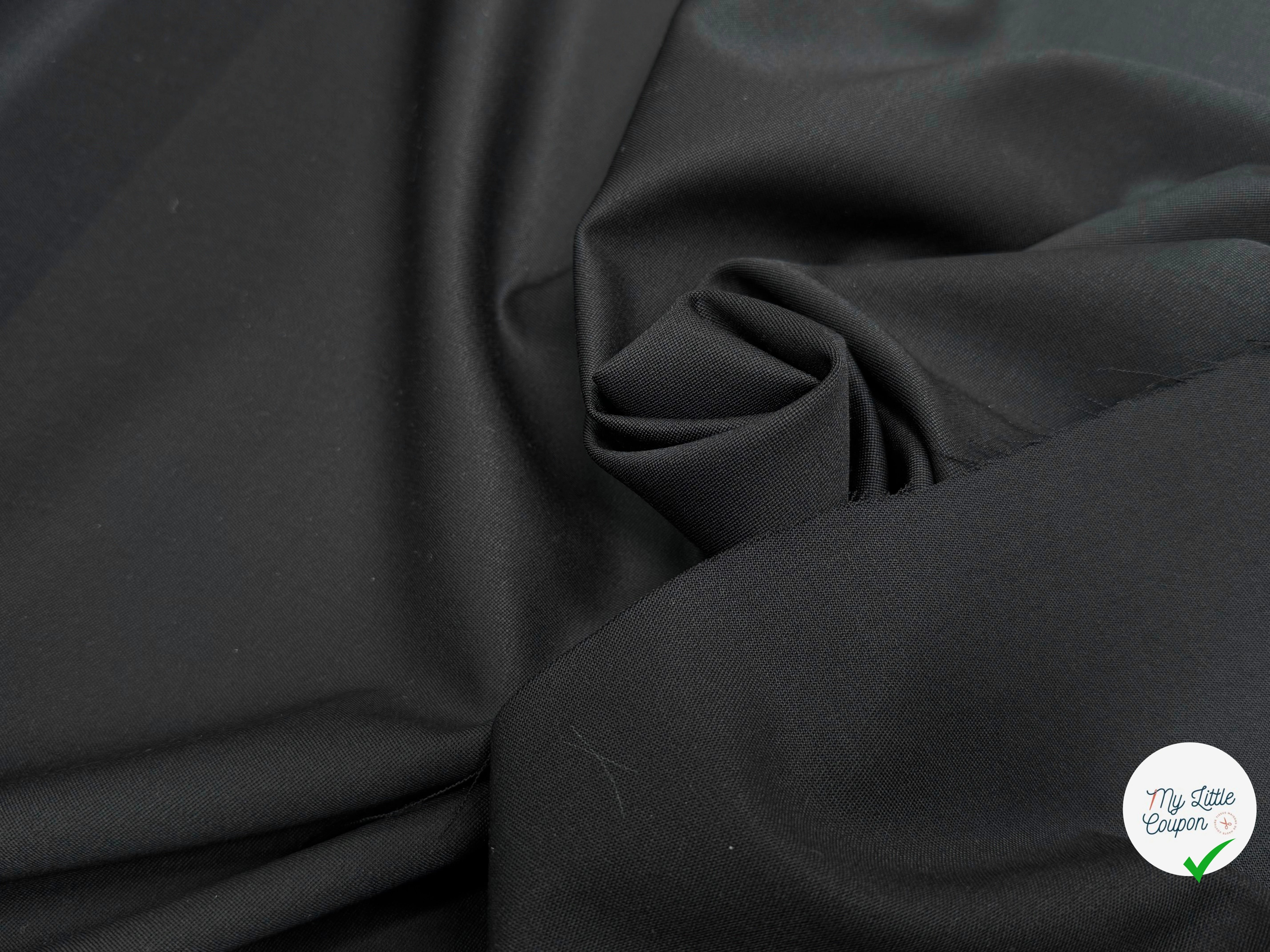 GABARDINE DE LAINE NOIR QUALITÉ COUTURE WOOL - My Little Coupon
