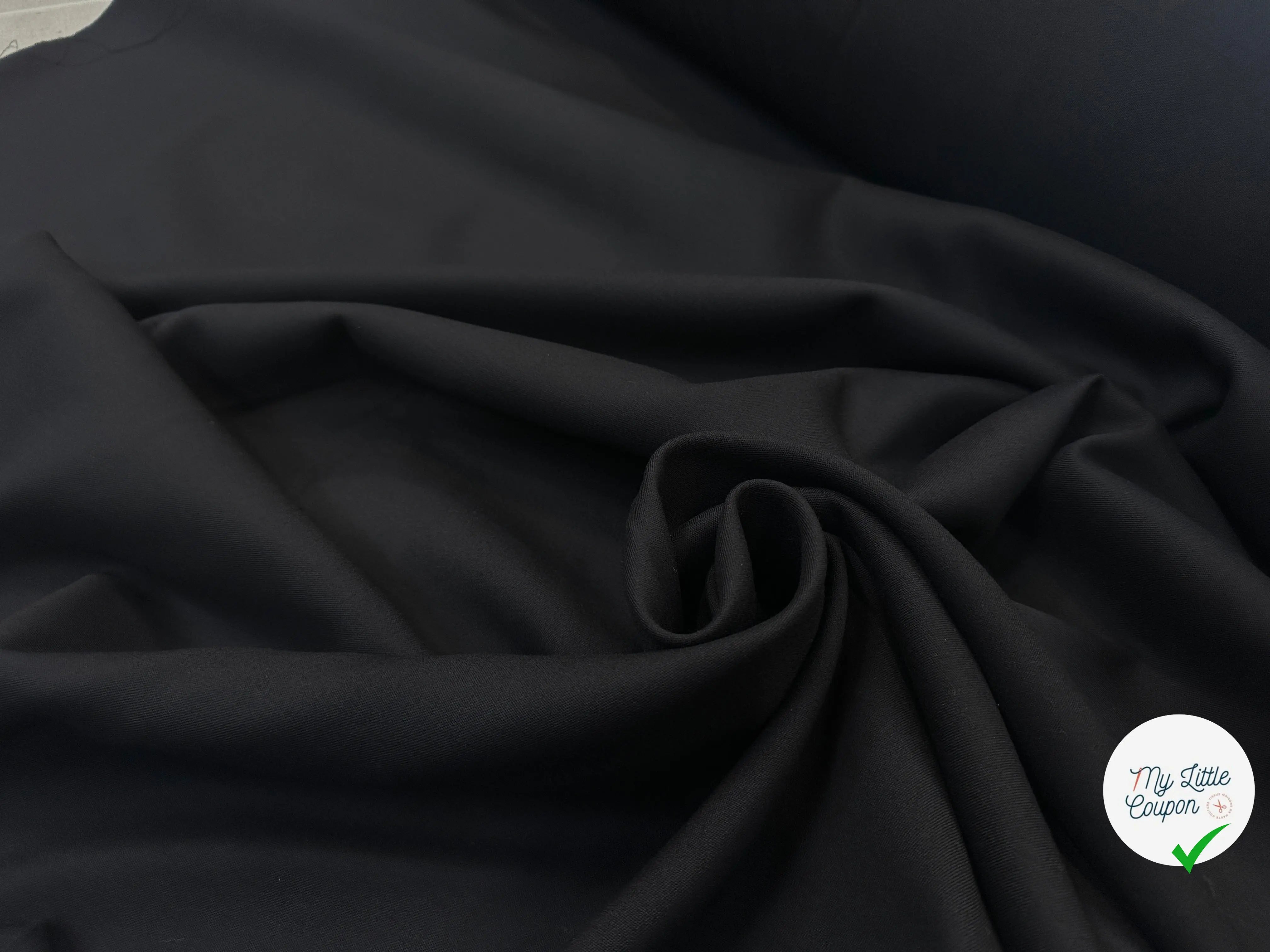 GABARDINE DE LAINE NOIR STRETCH BELLE QUALITÉ - My Little Coupon