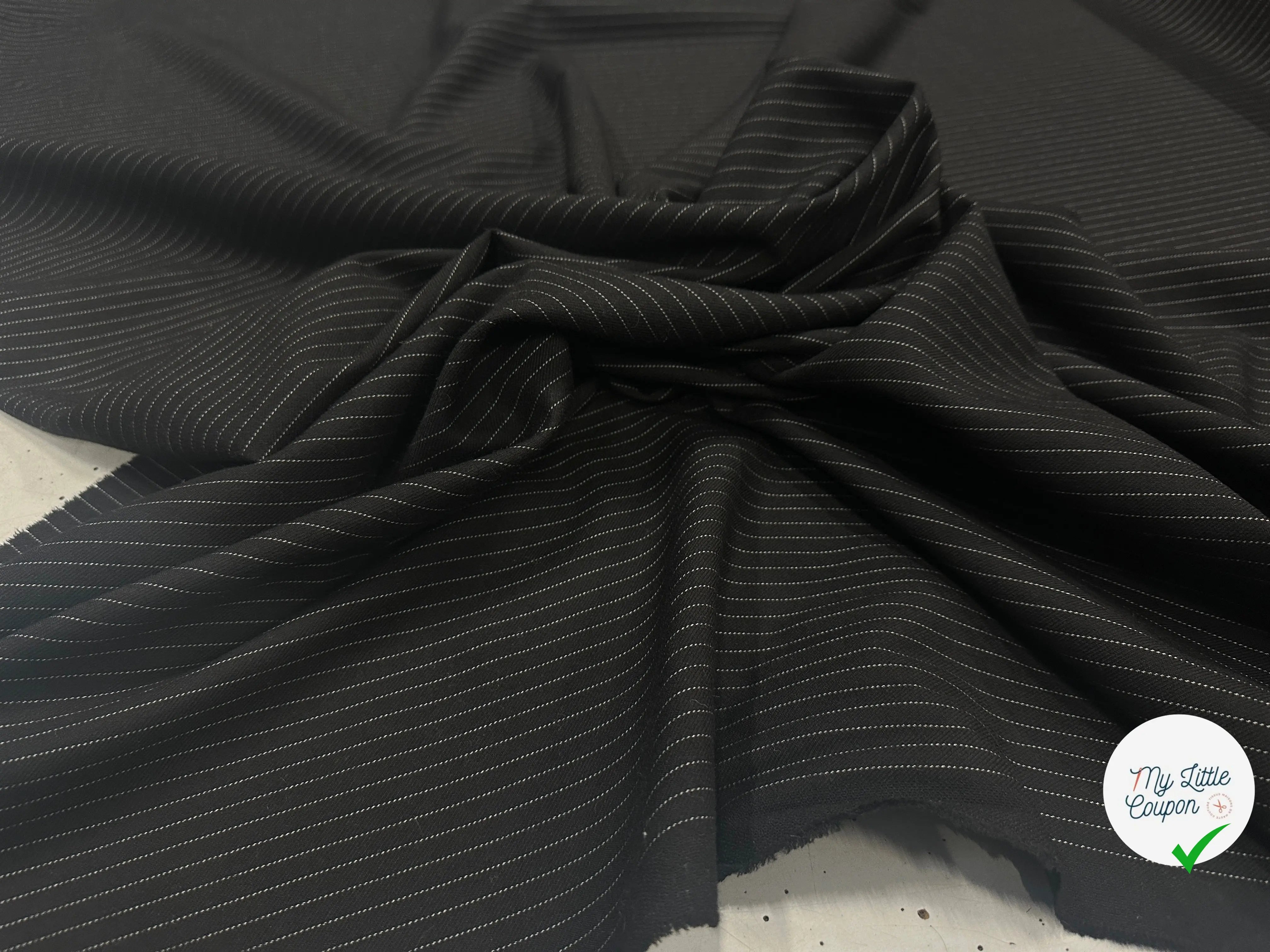 GABARDINE DE LAINE NOIRE PIN STRIPES WHITE MLC INTERN