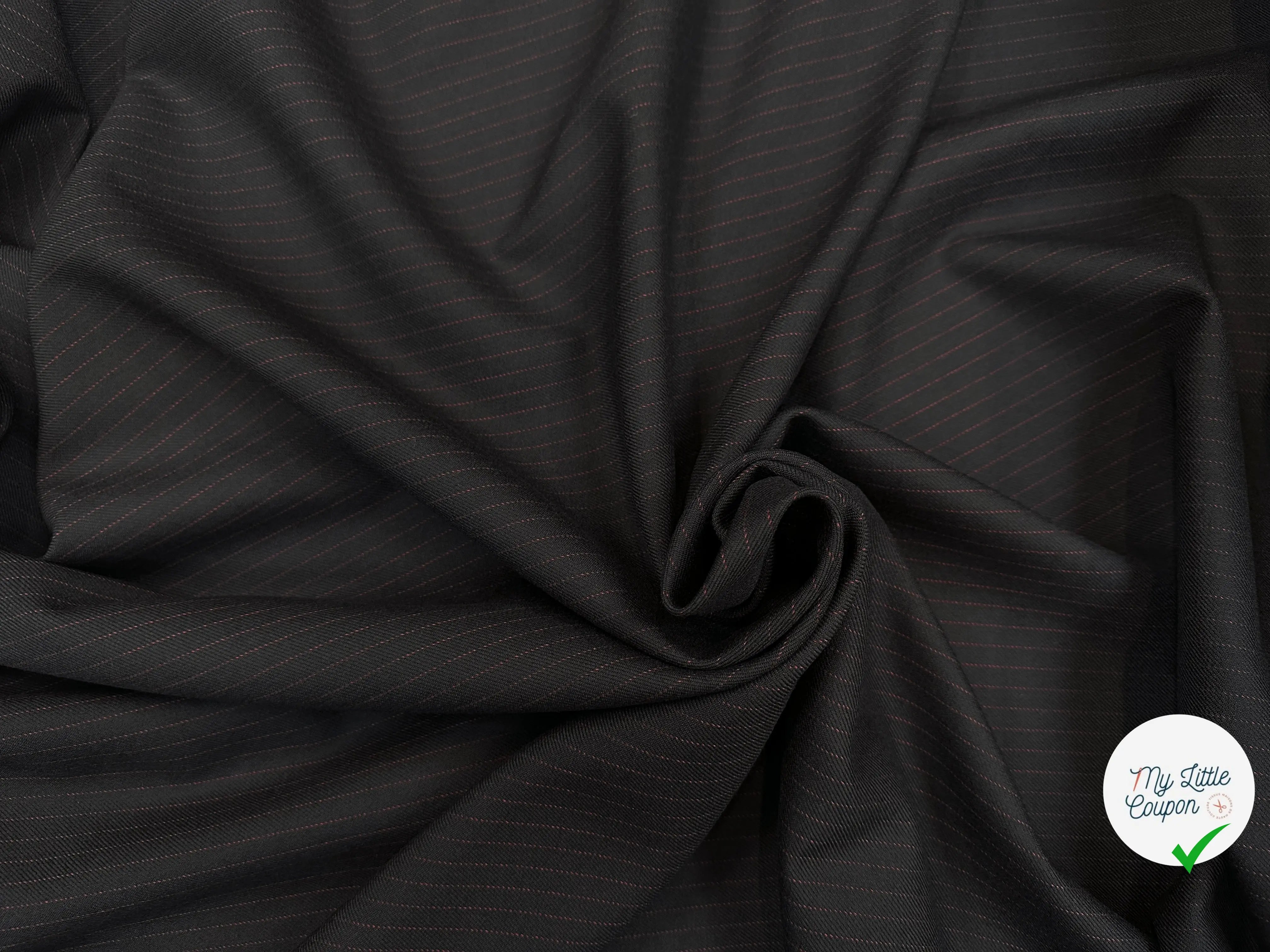 GABARDINE DE LAINE NOIRE PINSTRIPES ROUGE MLC INTERN