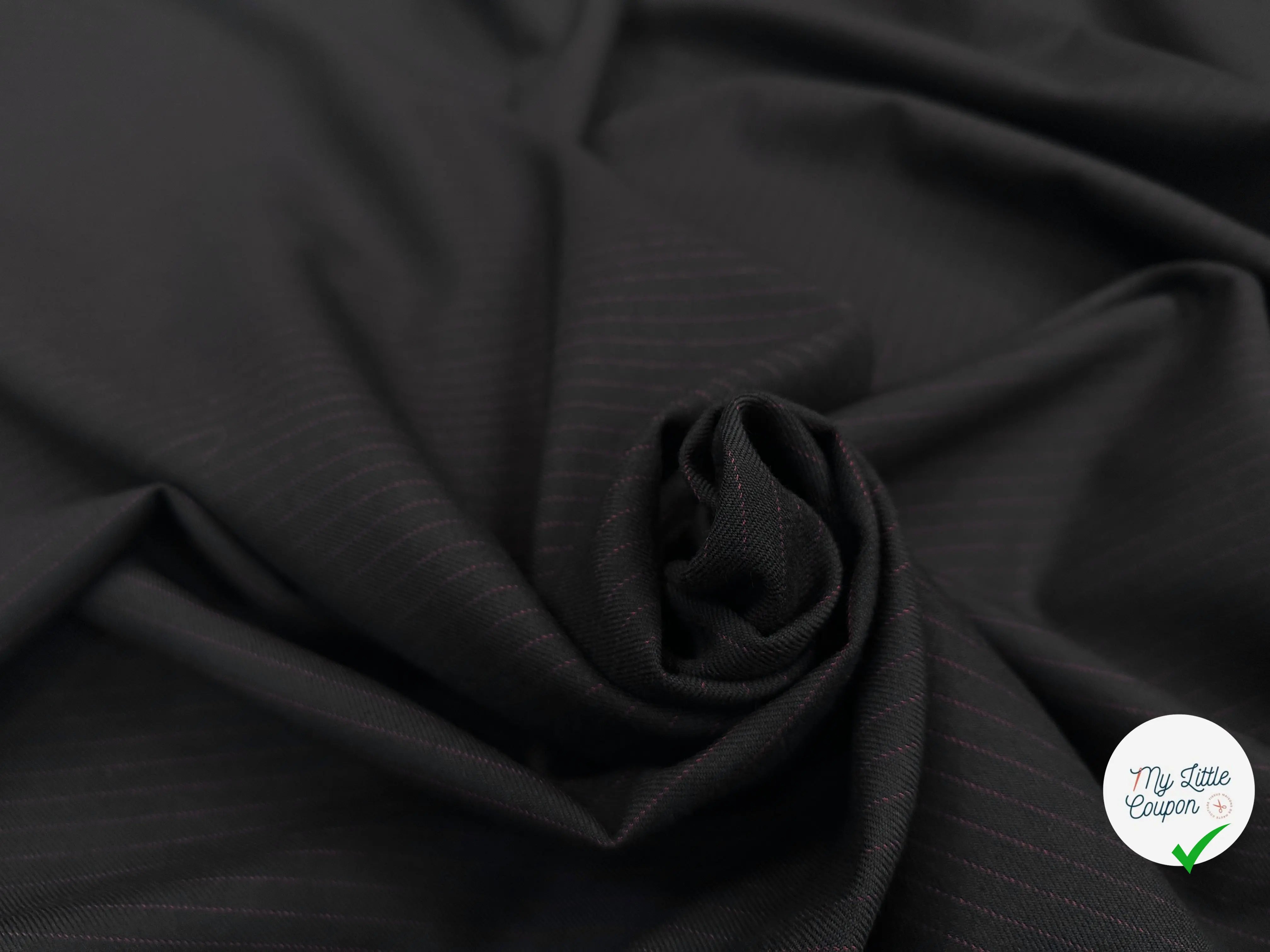 GABARDINE DE LAINE NOIRE PINSTRIPES ROUGE MLC INTERN